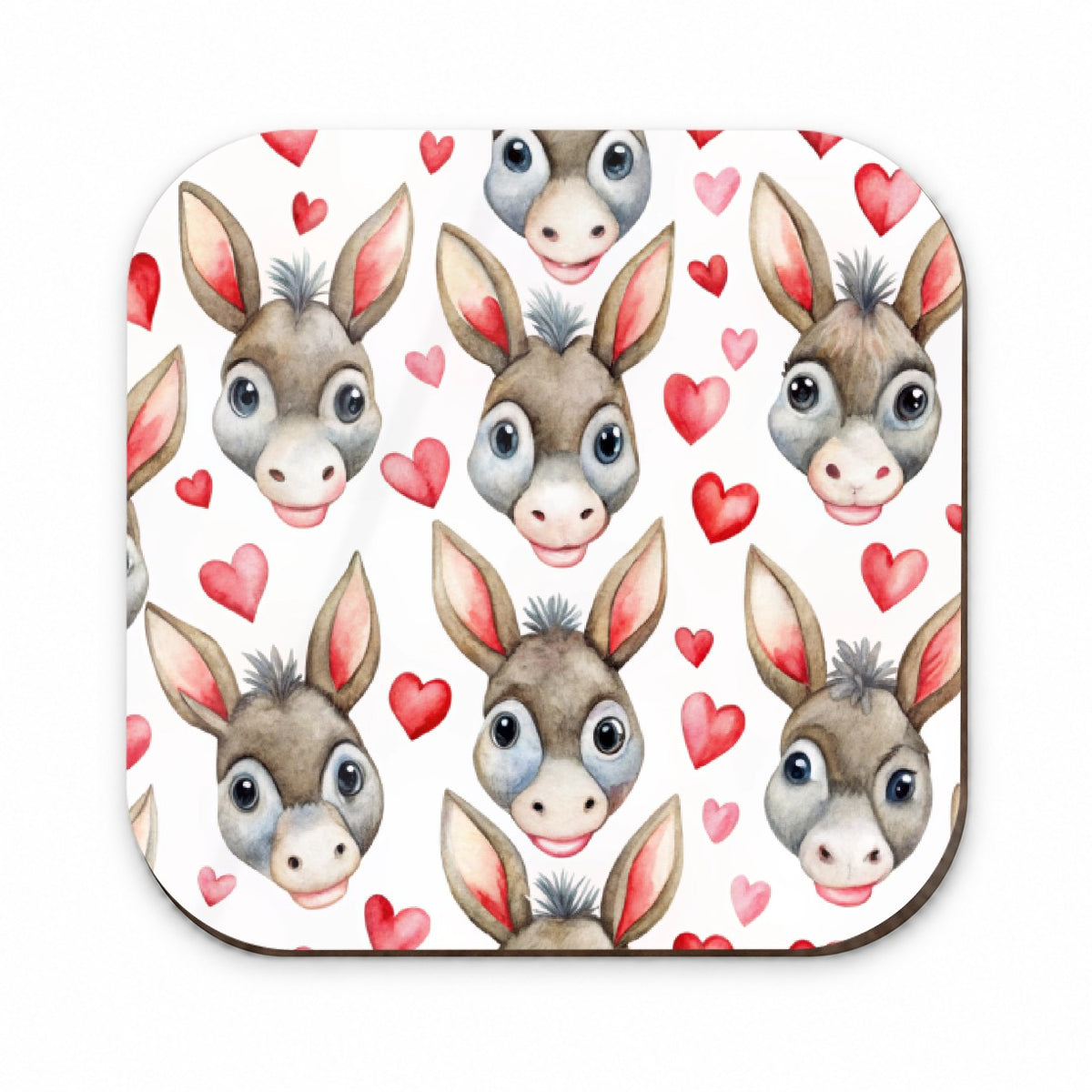 Cute Donkey Faces Hearts Watercolor Fridge Magnet