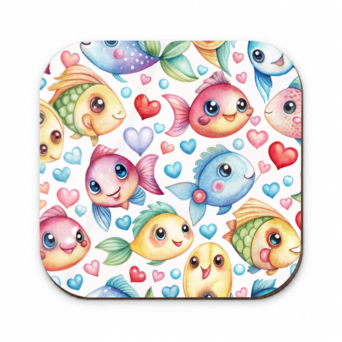 Cute Fish Faces Hearts Watercolor Fridge Magnet