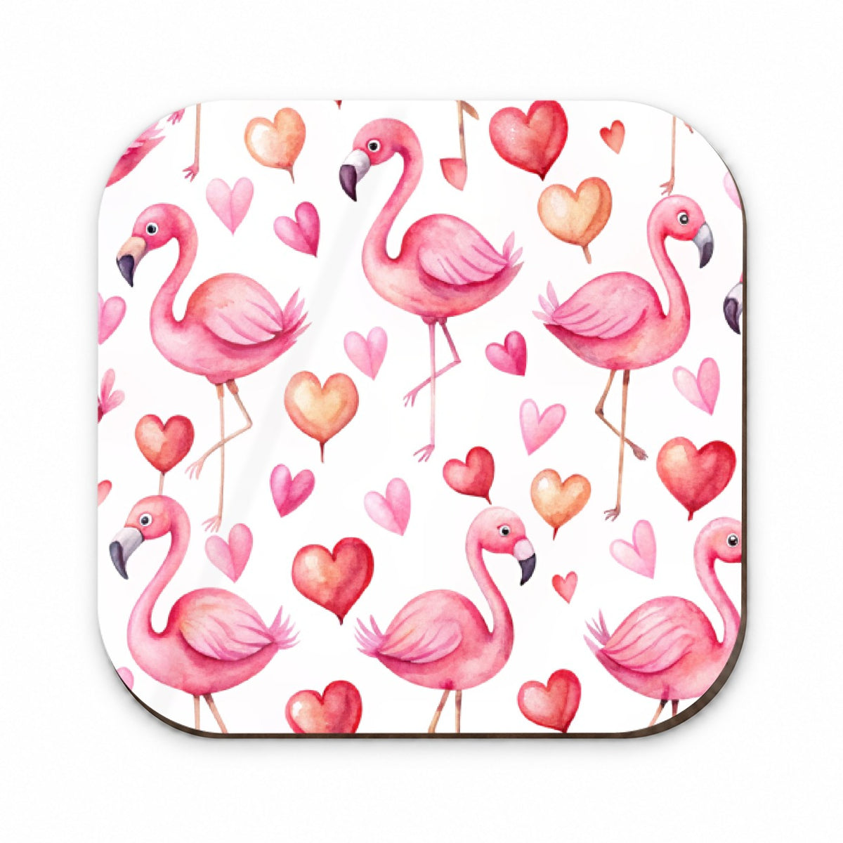Cute Flamingos Hearts Watercolor Fridge Magnet