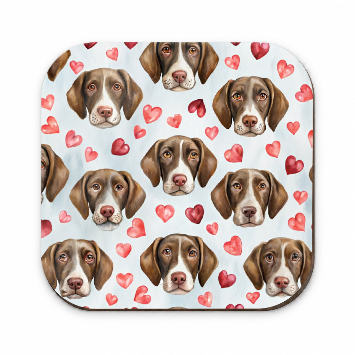 Cute German Shorthaired Pointer Dog Faces Hearts Fridge Magnet