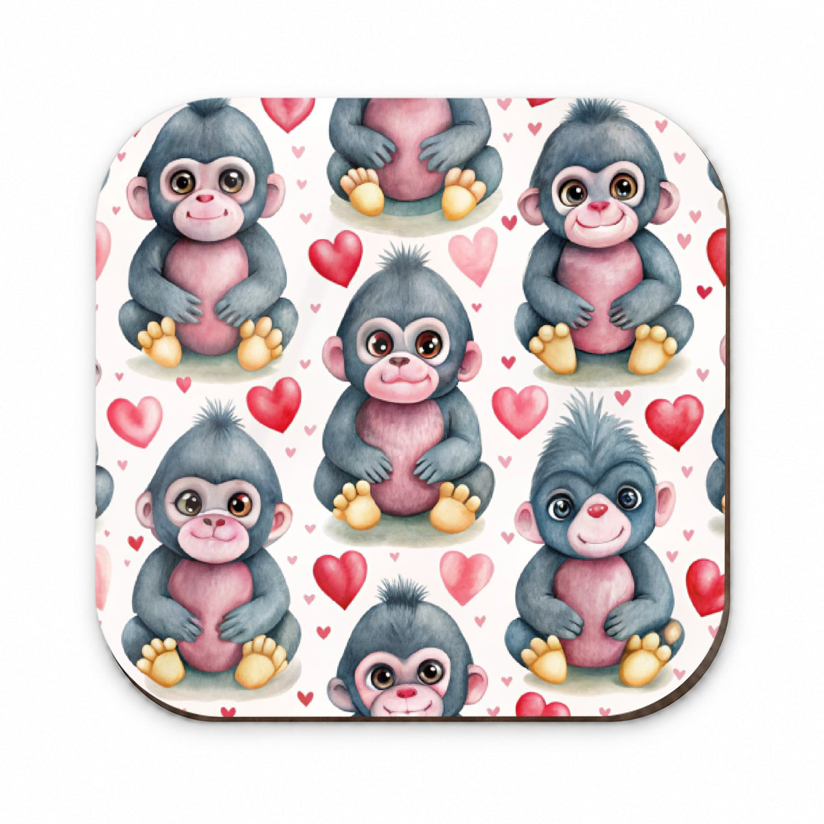 Cute Gorillas Hearts Watercolor Fridge Magnet
