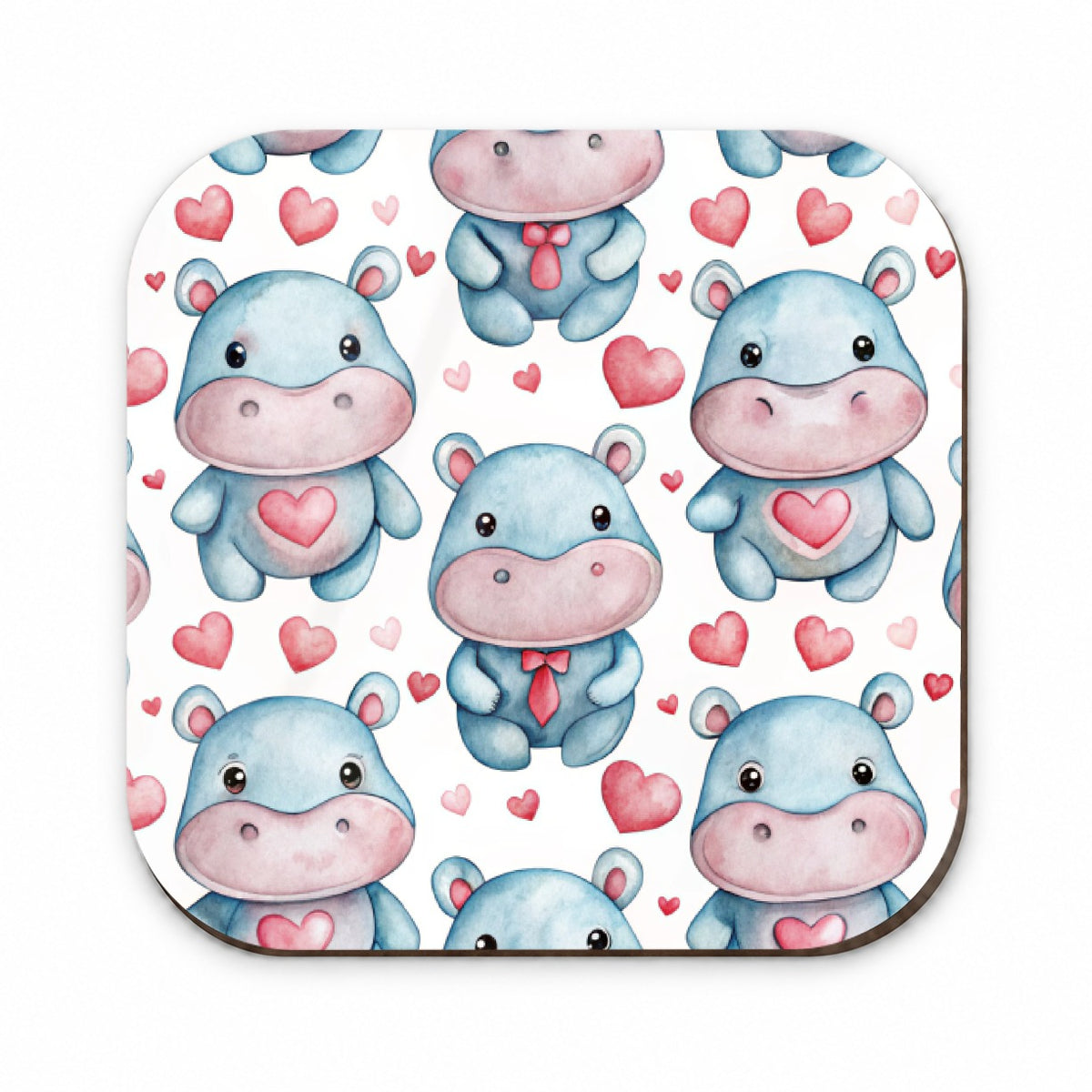 Cute Hippopotamus Hearts Watercolor Fridge Magnet