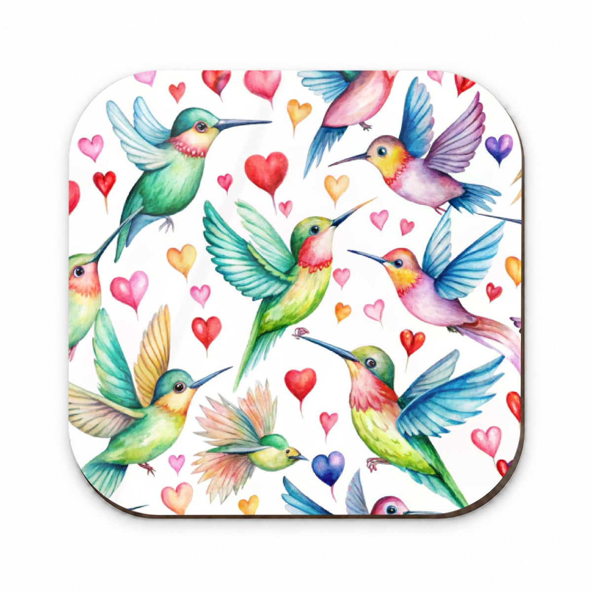 Cute Hummingbirds Hearts Watercolor Fridge Magnet