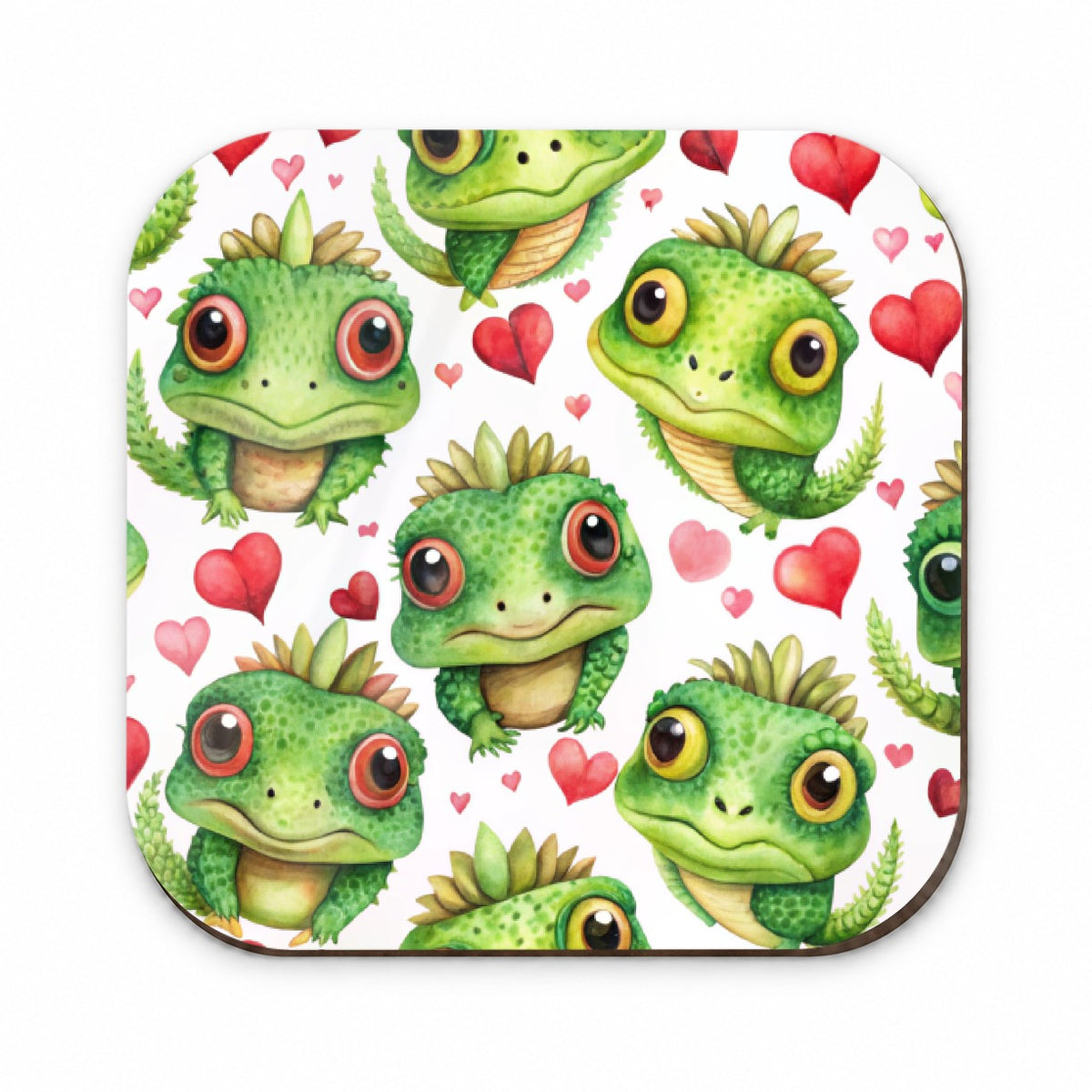 Cute Iguanas Hearts Watercolor Fridge Magnet