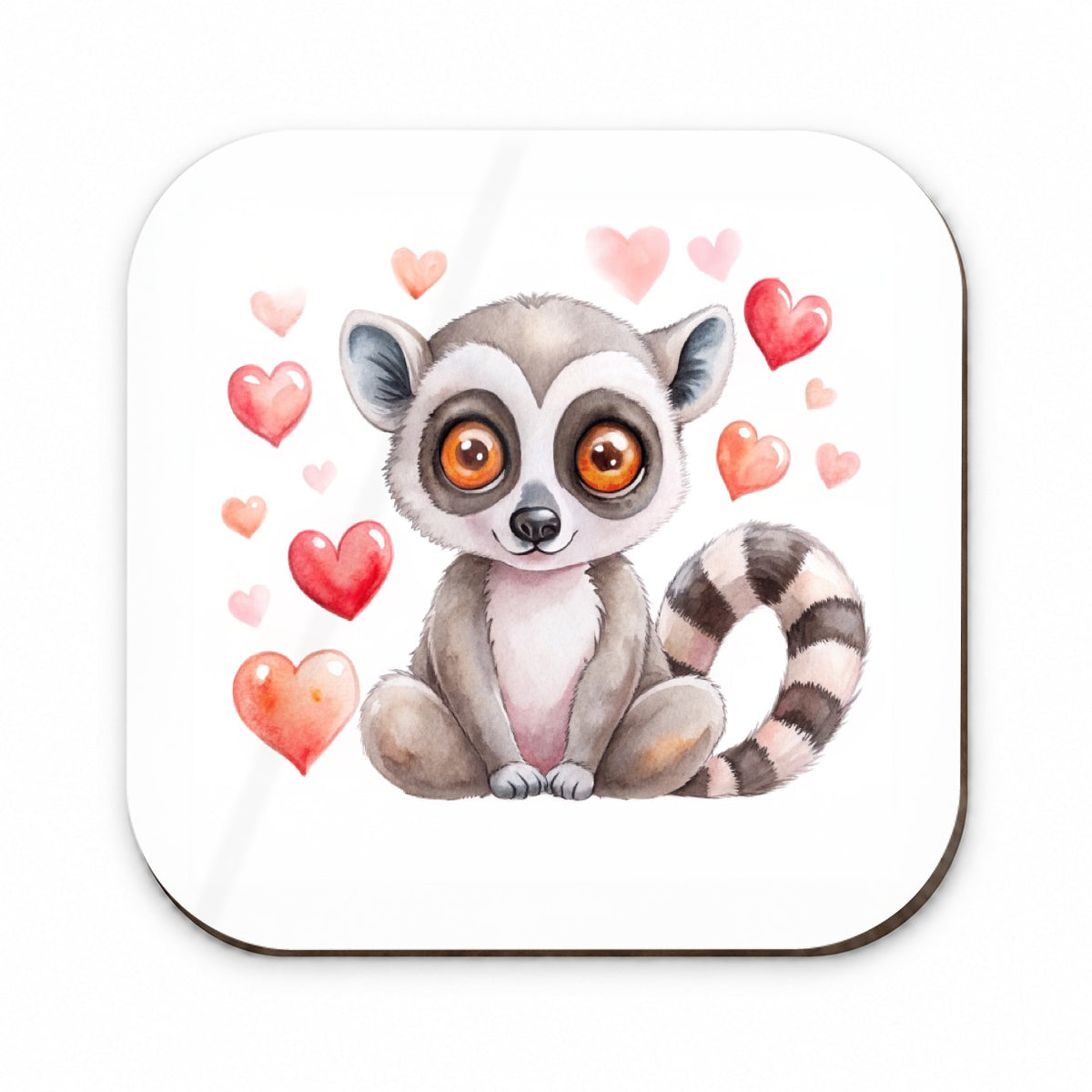 Cute Lemur Hearts Watercolor Fridge Magnet