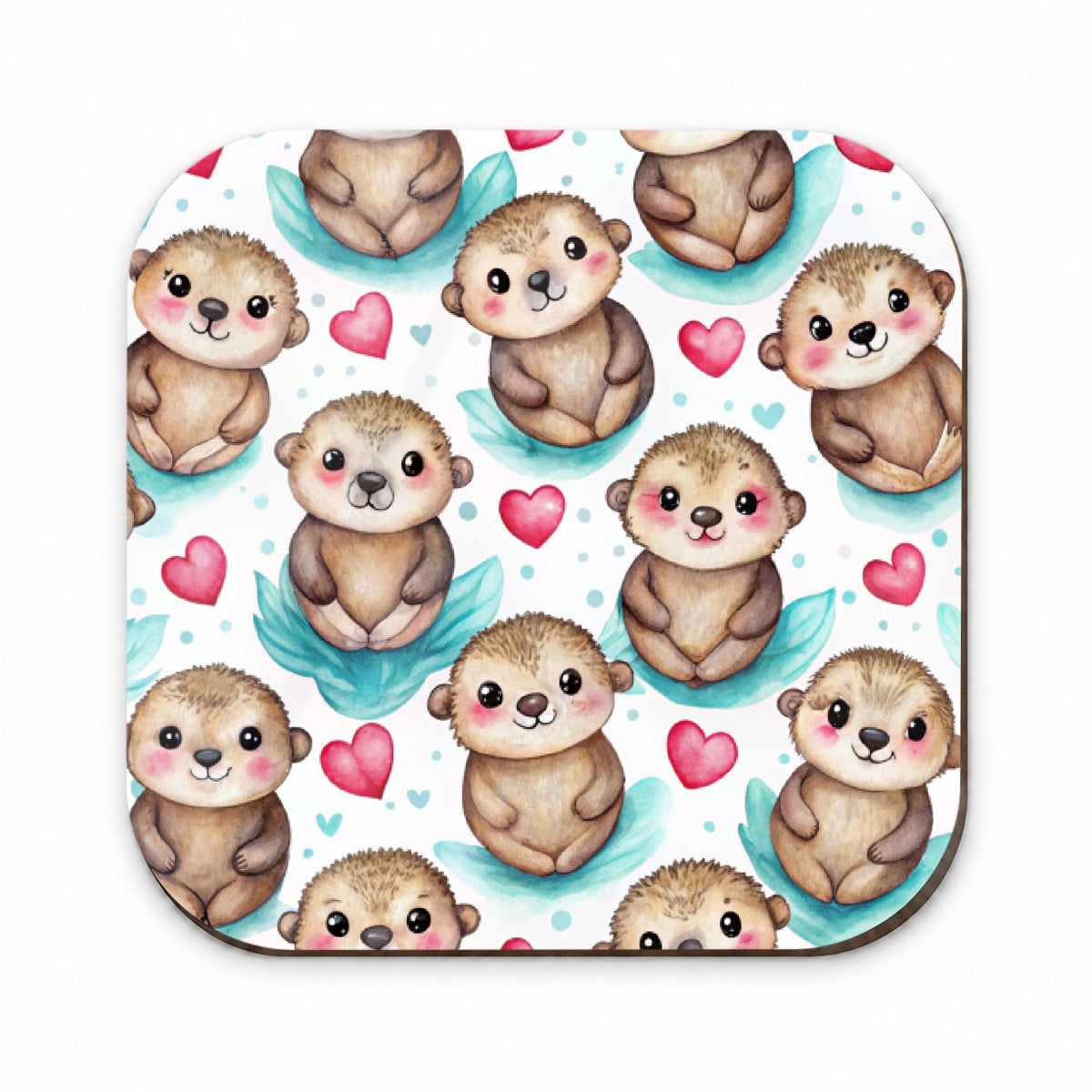 Cute Otters Hearts Watercolor Fridge Magnet