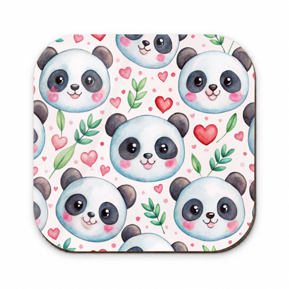 Cute Panda Faces Hearts Watercolor Fridge Magnet