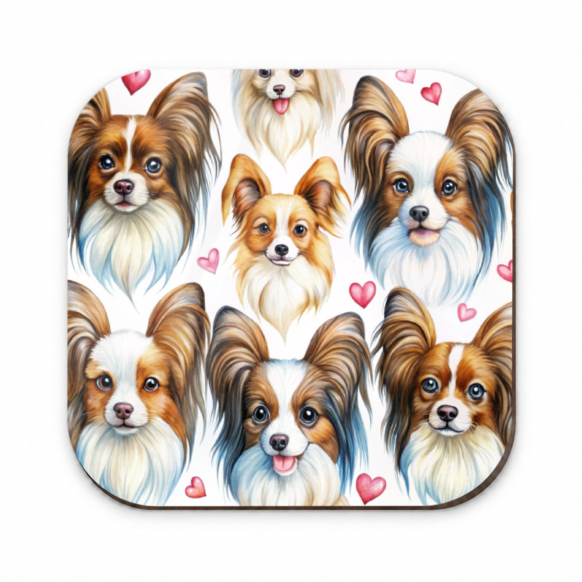 Cute Papillon Dog Faces Hearts Fridge Magnet