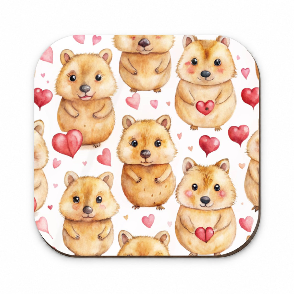 Cute Quokkas Hearts Watercolor Fridge Magnet
