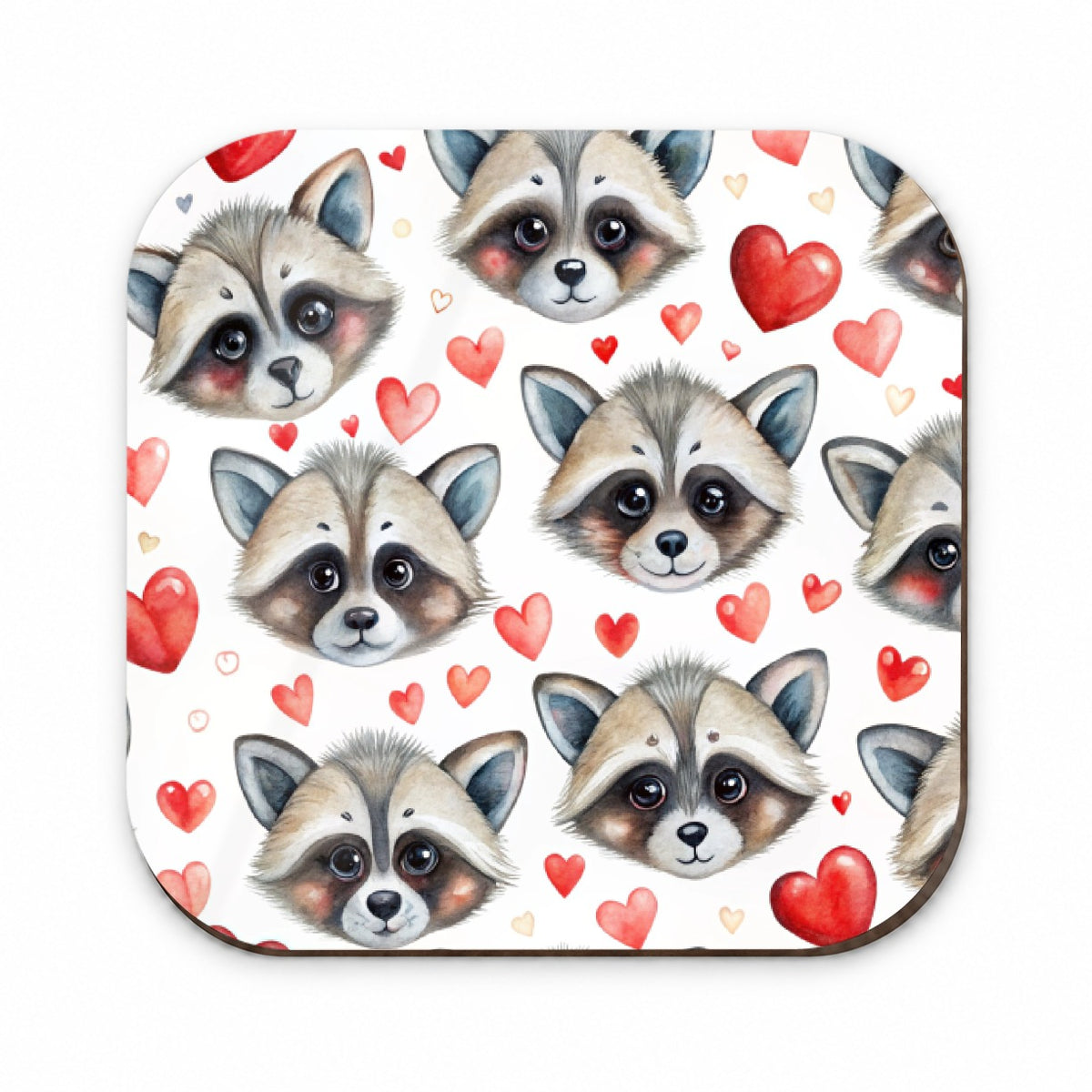 Cute Raccoon Faces Hearts Fridge Magnet