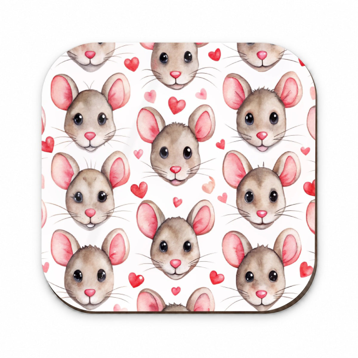 Cute Rat Faces Hearts Watercolor Fridge Magnet