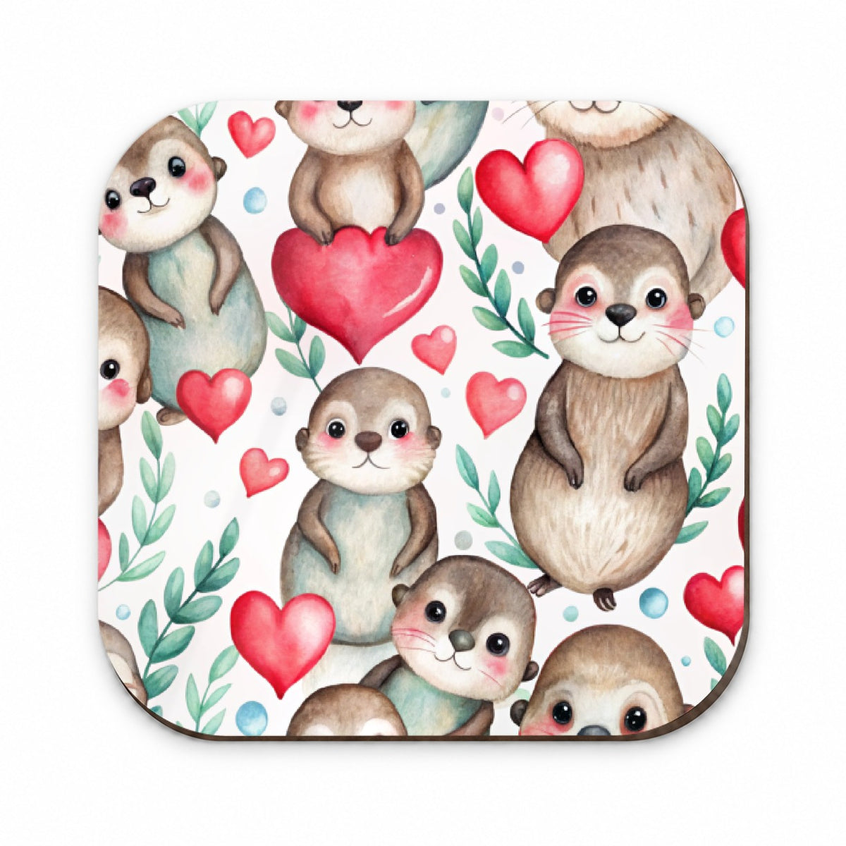 Cute River Otter Hearts Watercolor Fridge Magnet