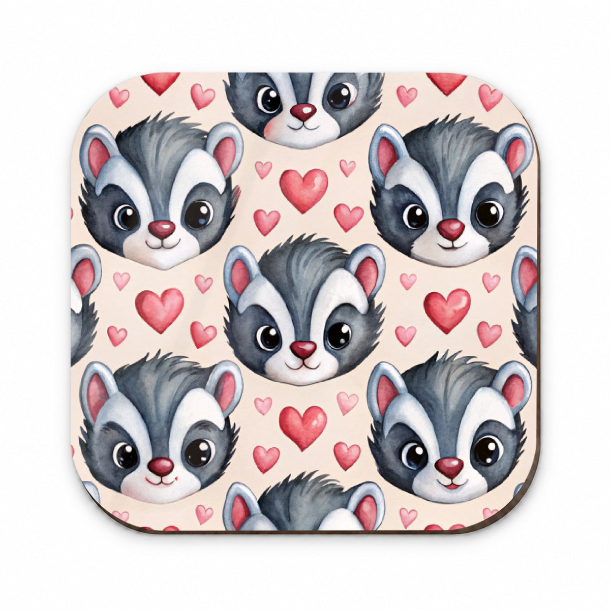 Cute Skunk Faces Hearts Watercolor Fridge Magnet