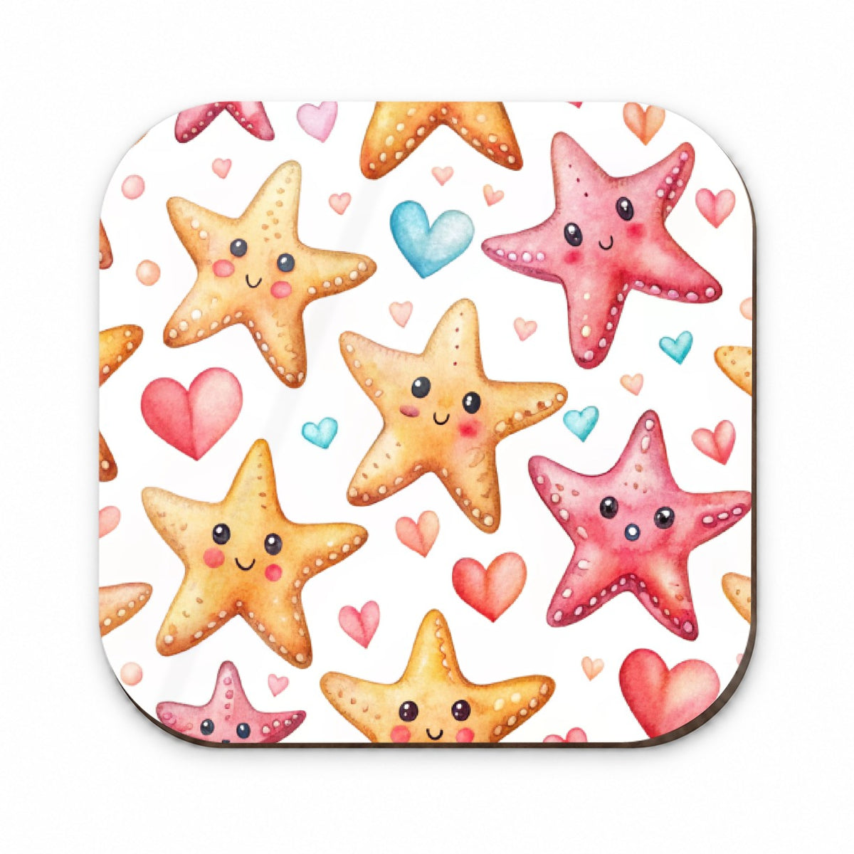 Cute Starfish Hearts Watercolor Fridge Magnet