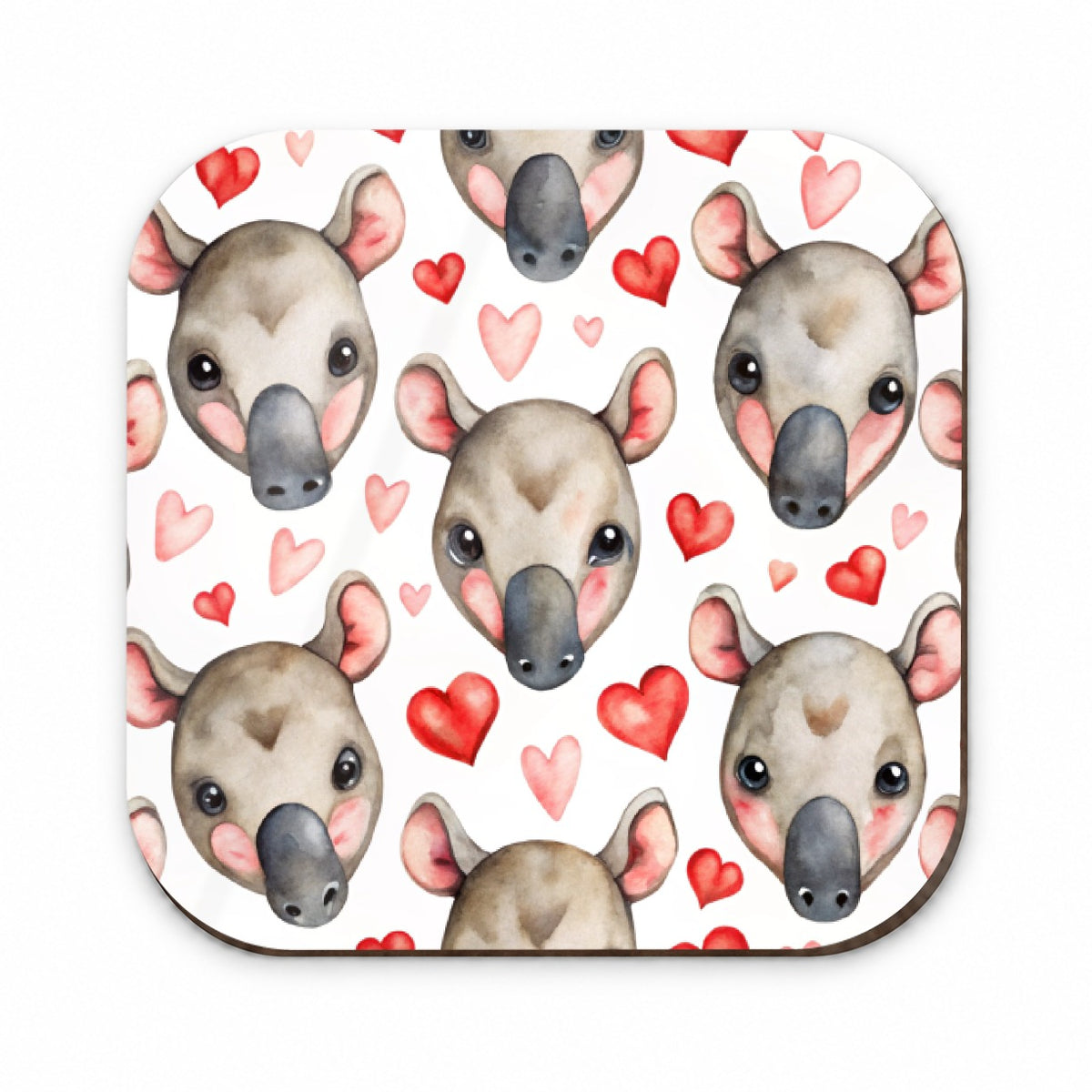 Cute Tapir Faces Hearts Watercolor Fridge Magnet