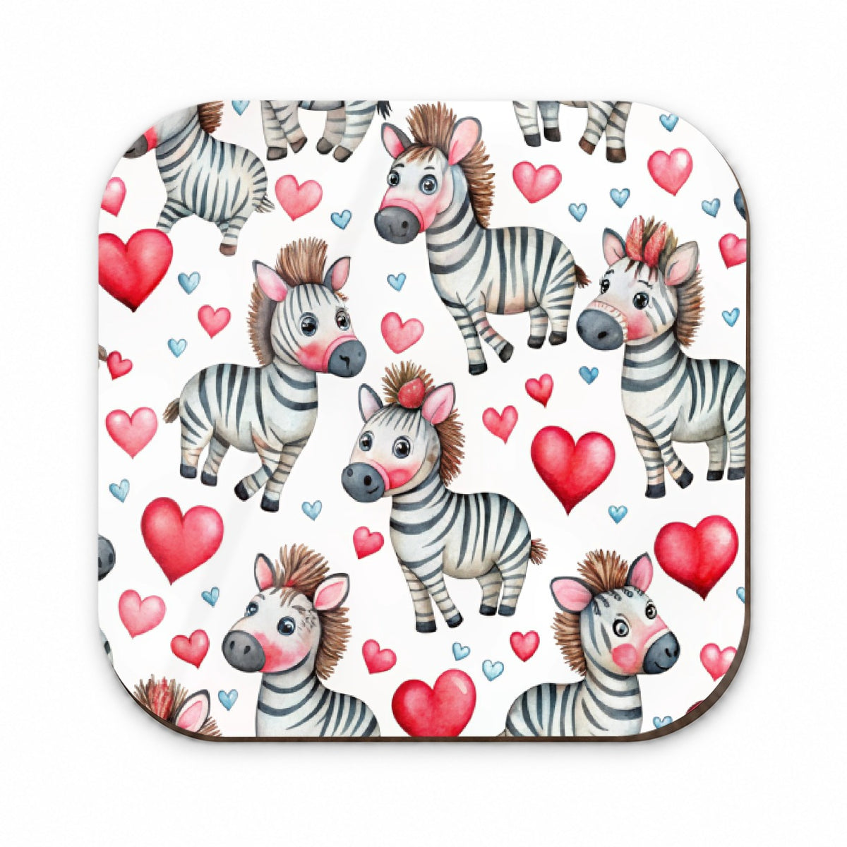 Cute Zebras Hearts Watercolor Fridge Magnet