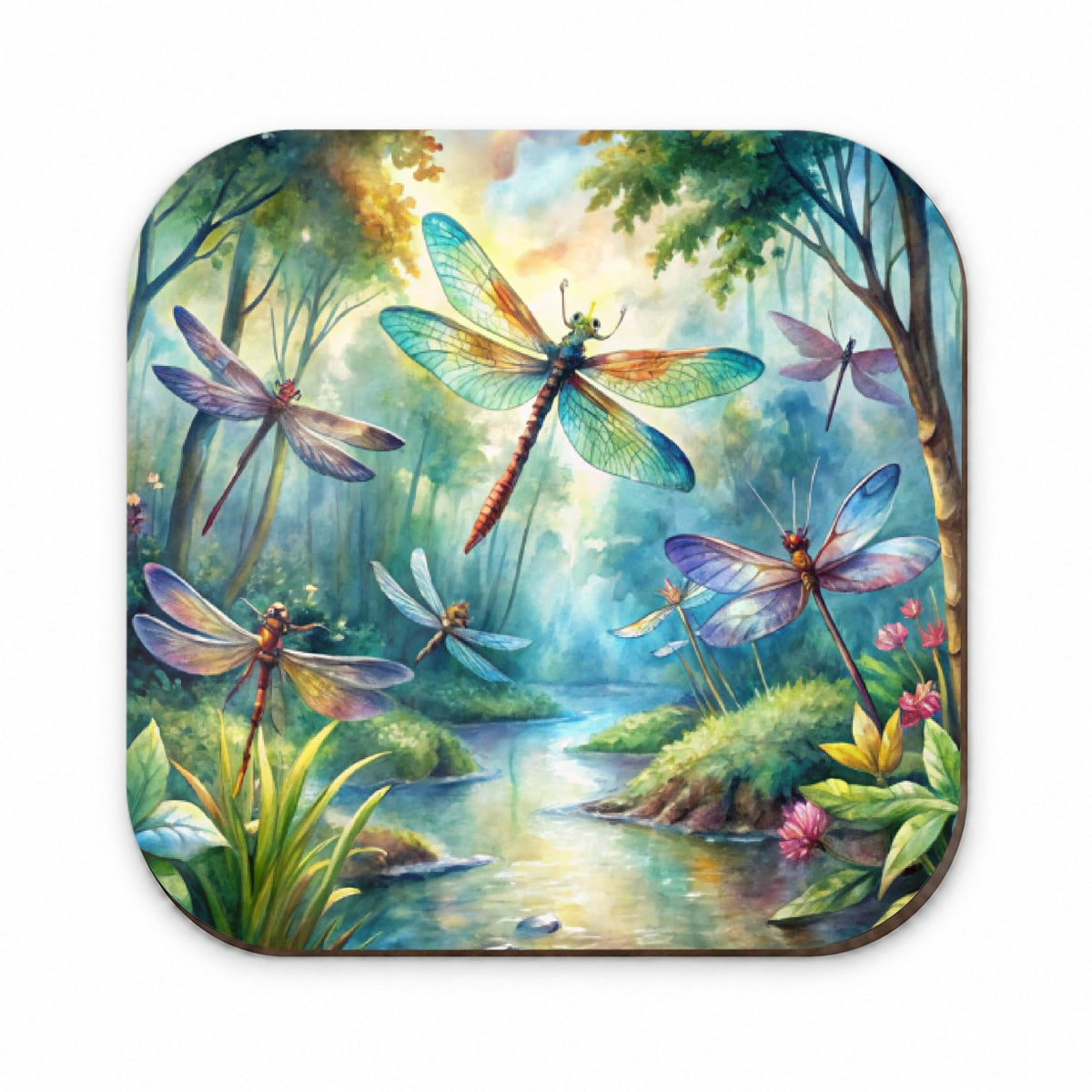 Dragonflies Forest Fantasy Watercolor Design Fridge Magnet