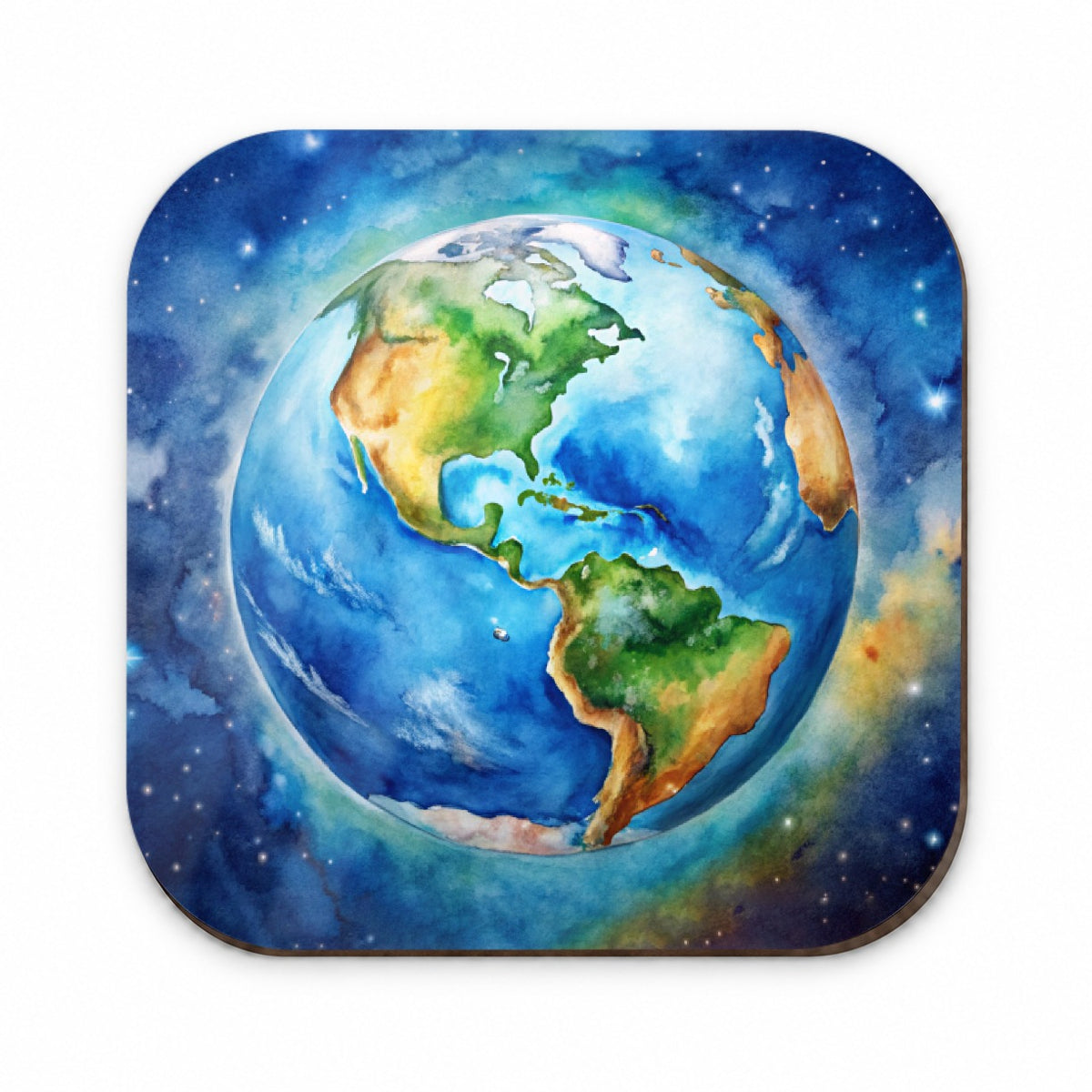 Earth North South America From Space Watercolor Fridge Magnet