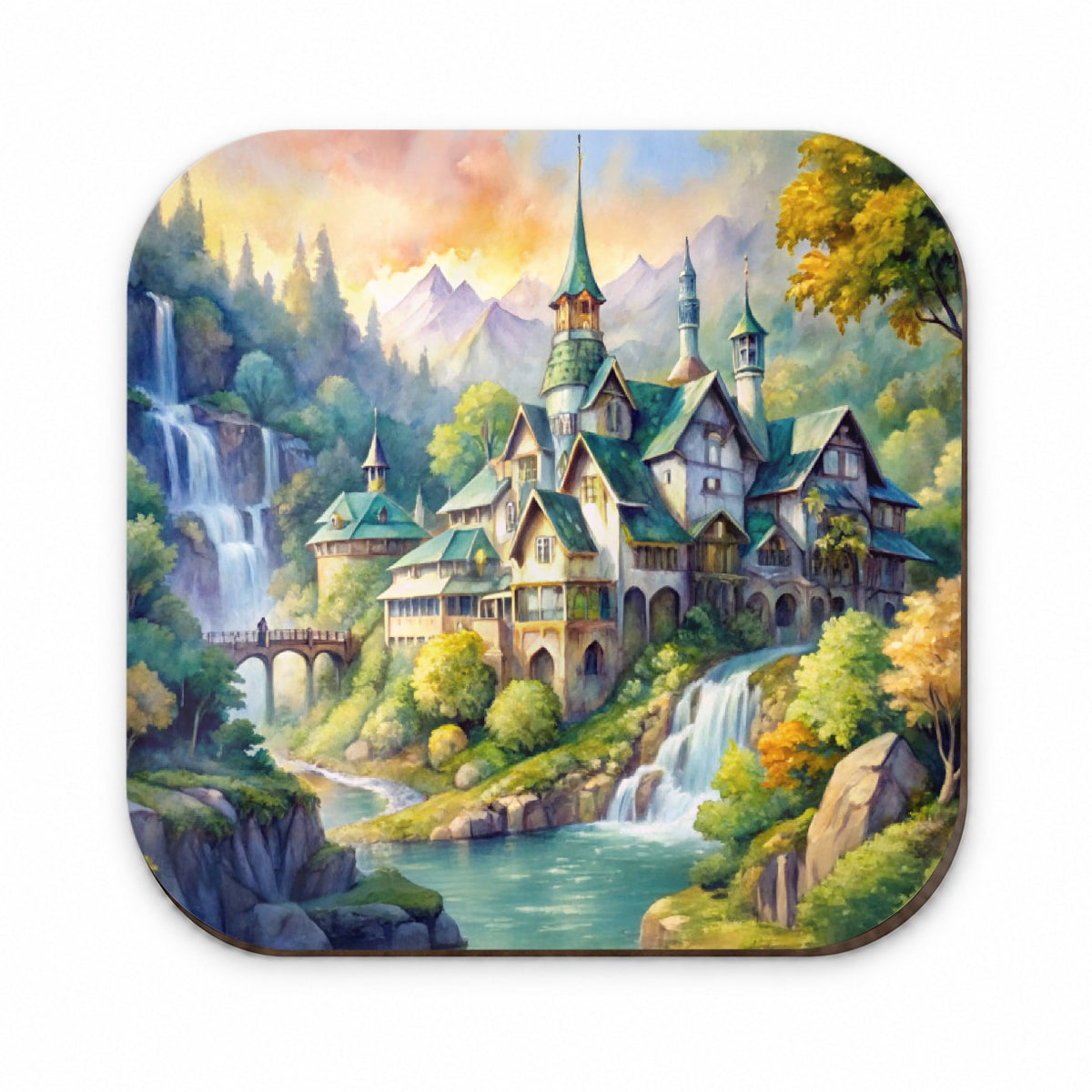 Elvish Elven Castle Fantasy Beautiful Watercolor Fridge Magnet