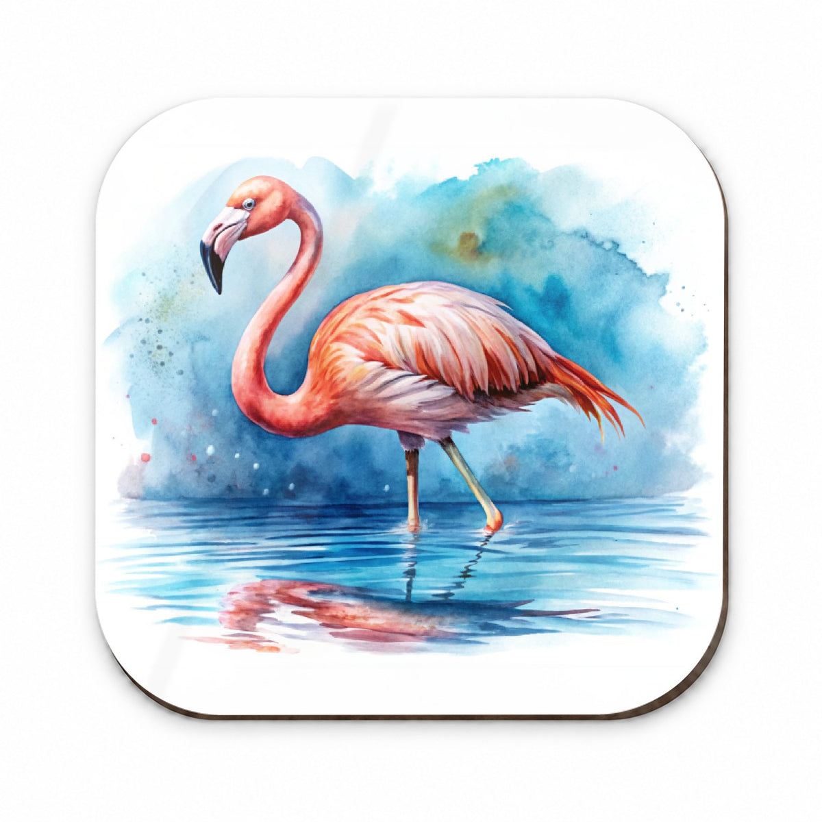 Flamingo Bird In Water Watercolor Fridge Magnet