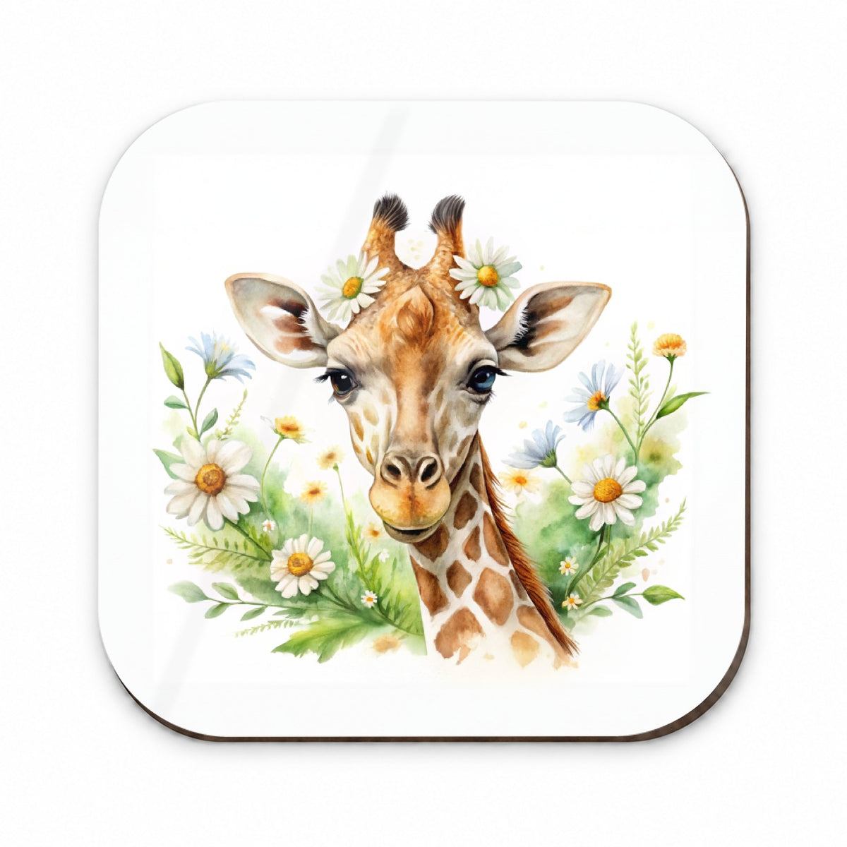 Giraffe Watercolor Design With Daisies Fridge Magnet