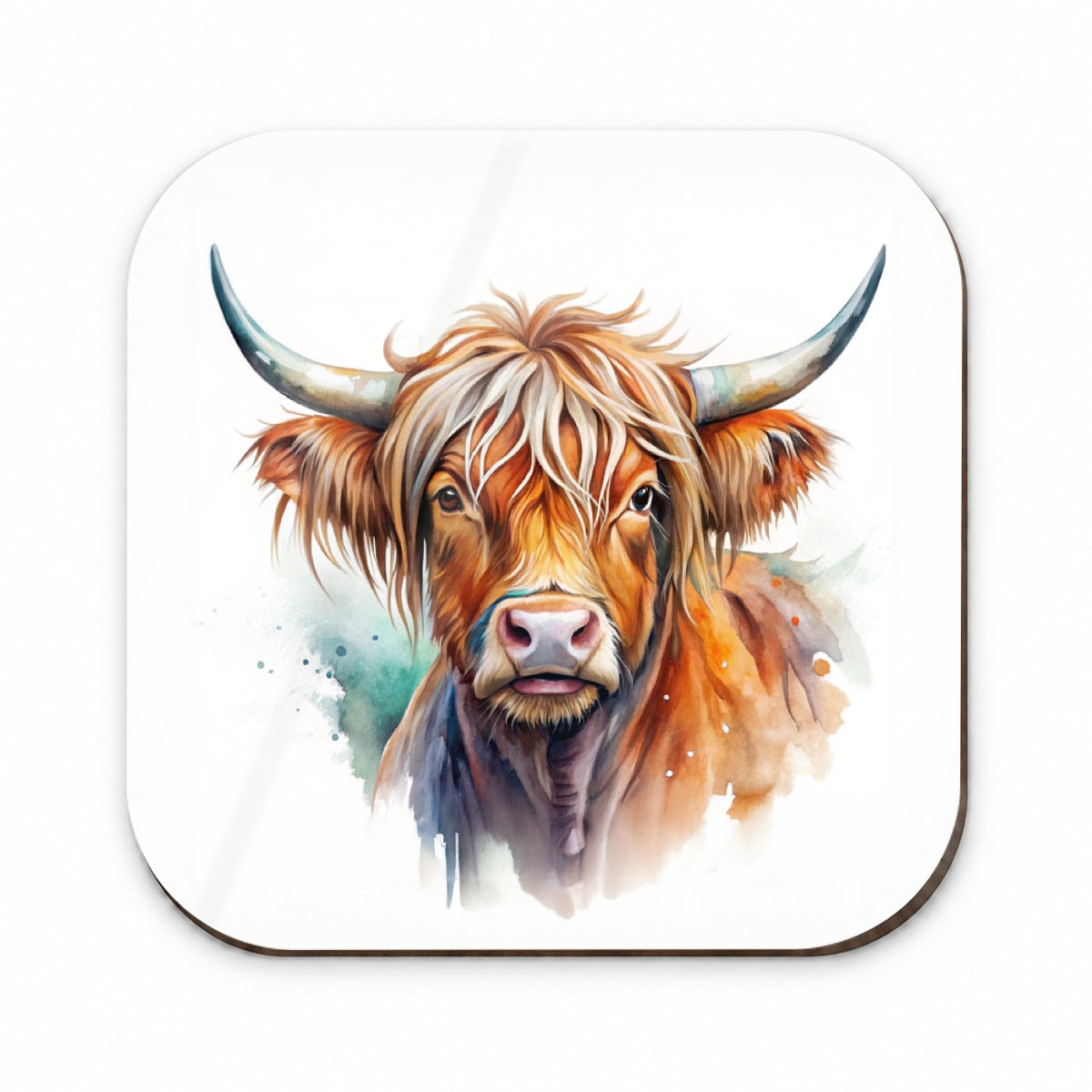 Highland Cow Watercolor Design Fridge Magnet
