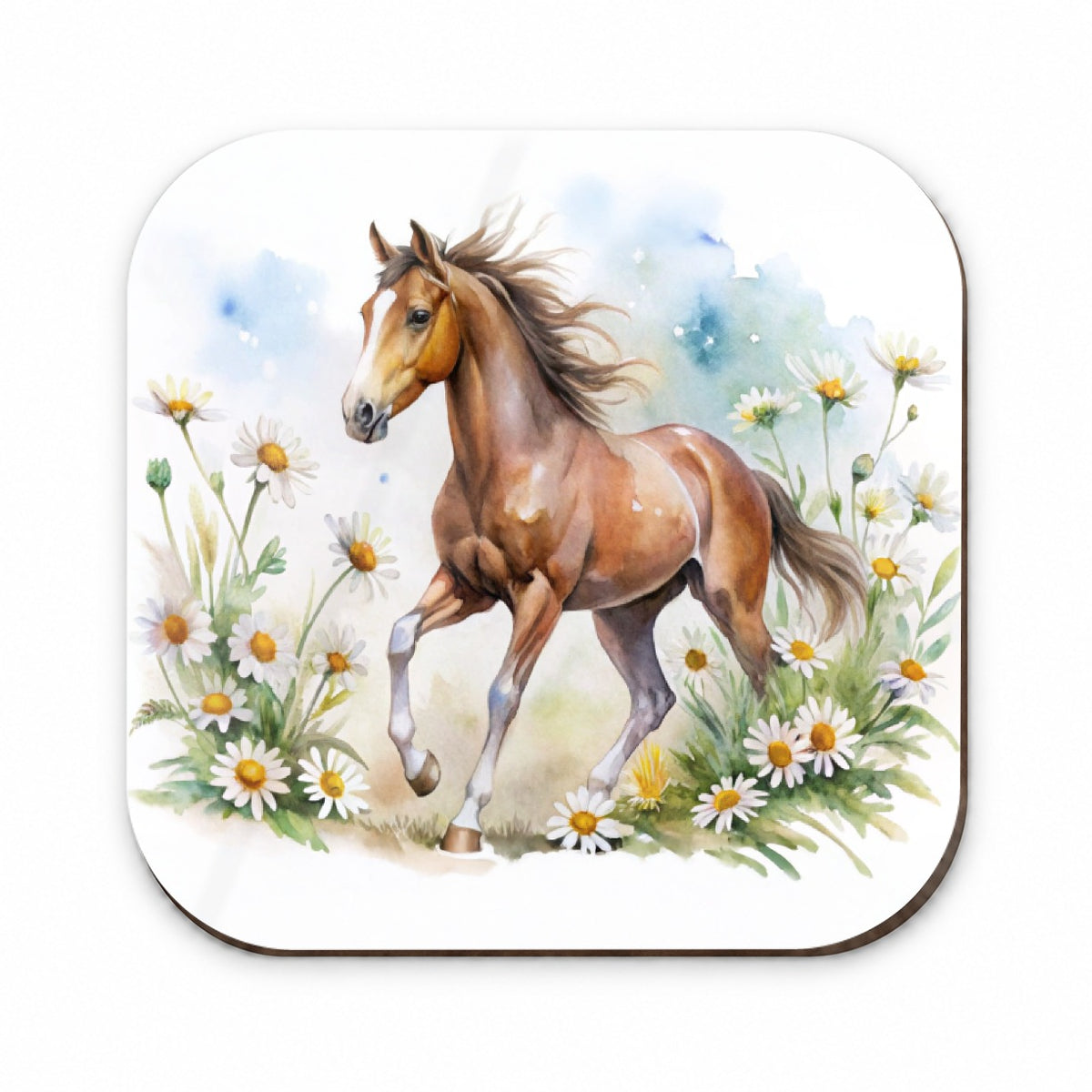 Horse Watercolor Design With Daisies Fridge Magnet