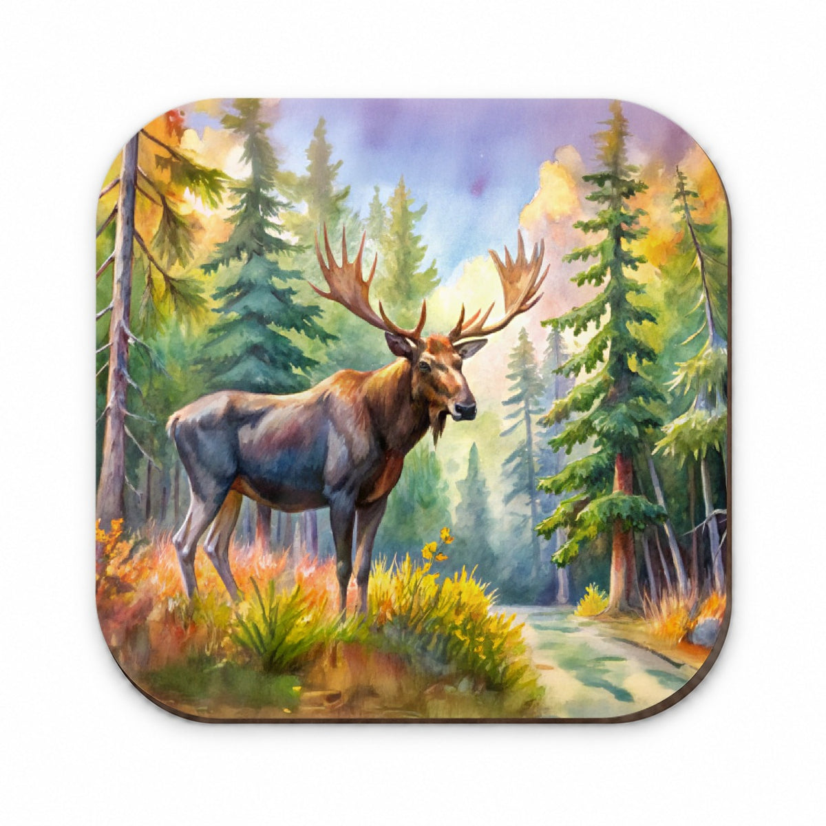 Moose In Forest Watercolor Fridge Magnet