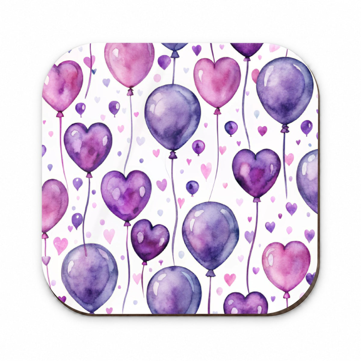 Purple Balloons Hearts Watercolor Birthday Fridge Magnet
