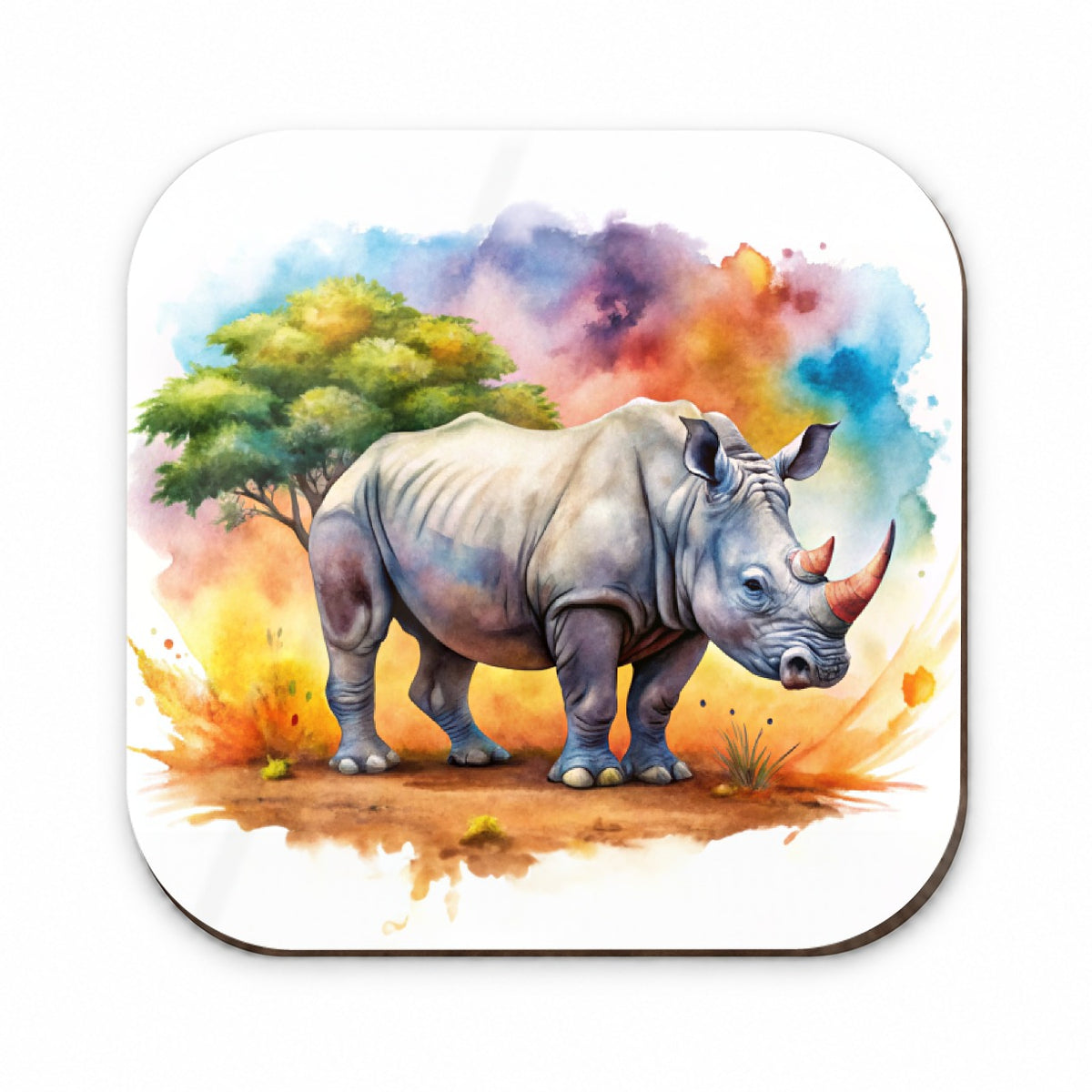 Rhinoceros African Plain Watercolor Design Fridge Magnet