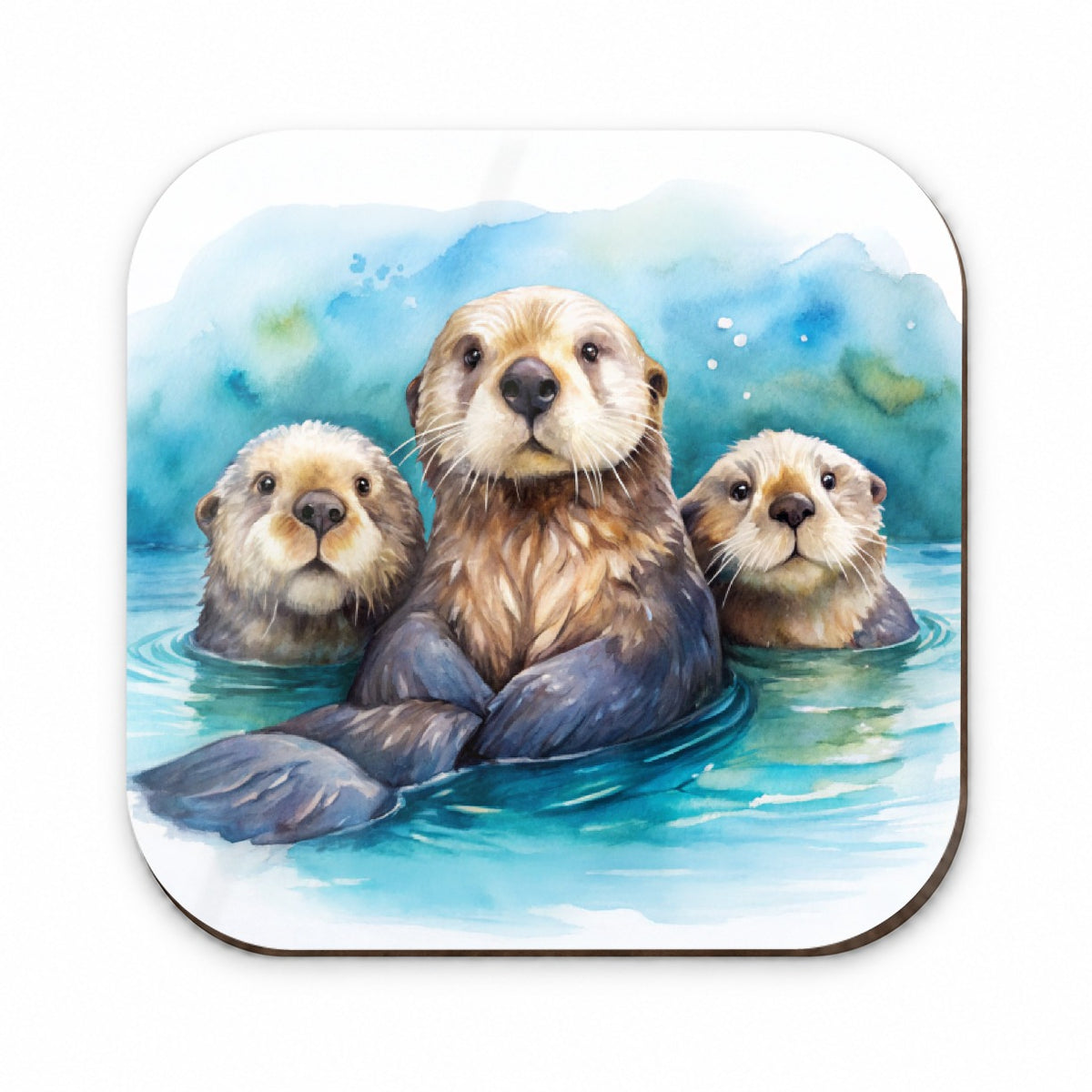 Sea Otters Watercolor Design Fridge Magnet