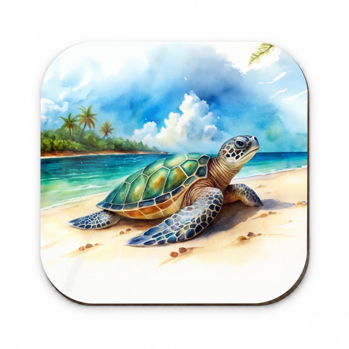 Sea Turtle Beach Watercolor Design Fridge Magnet