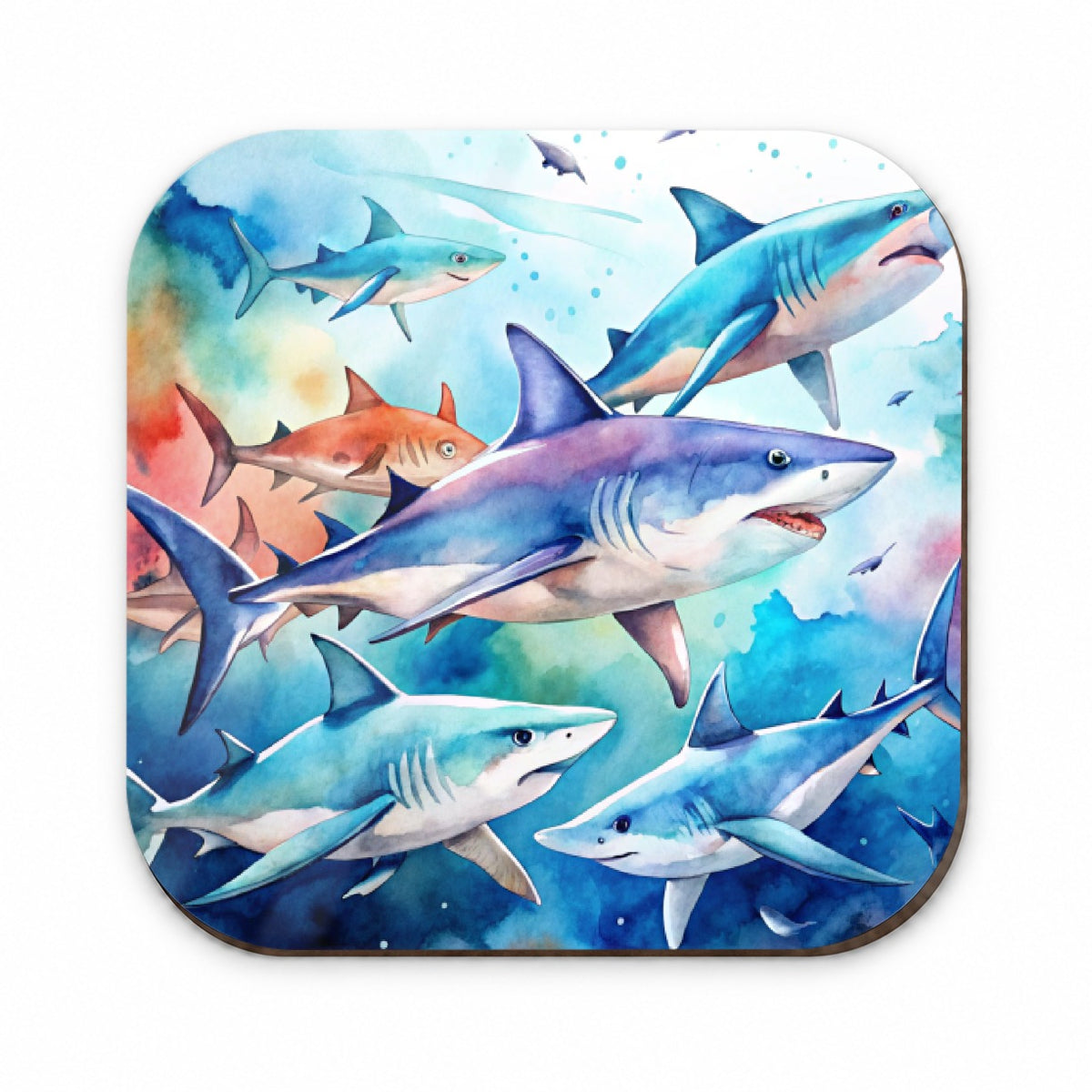 Sharks Watercolor Design Fridge Magnet
