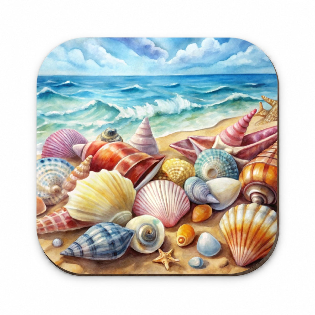 Shells Beach Watercolor Design Fridge Magnet