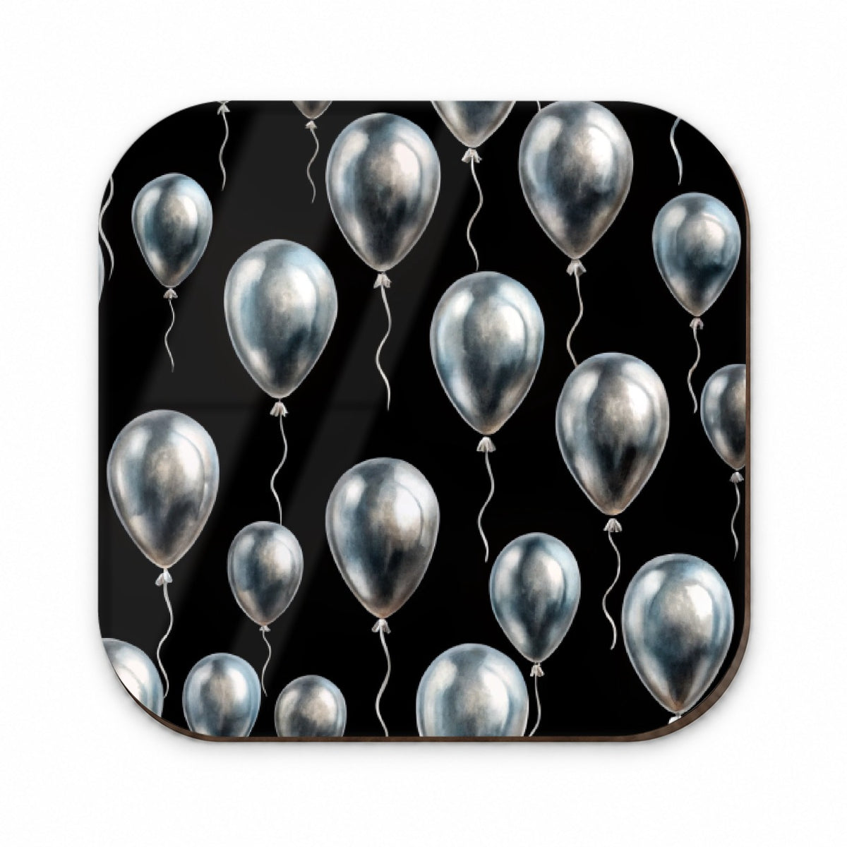 Silver Balloons Black Background Birthday Anniversary Fridge Magnet