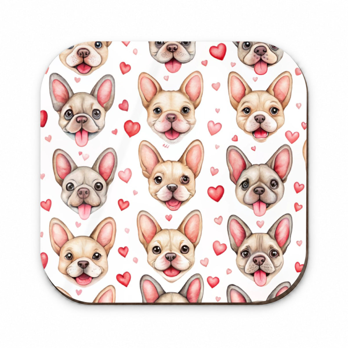 Smiling Cute French Bulldog Dog Faces Hearts Fridge Magnet