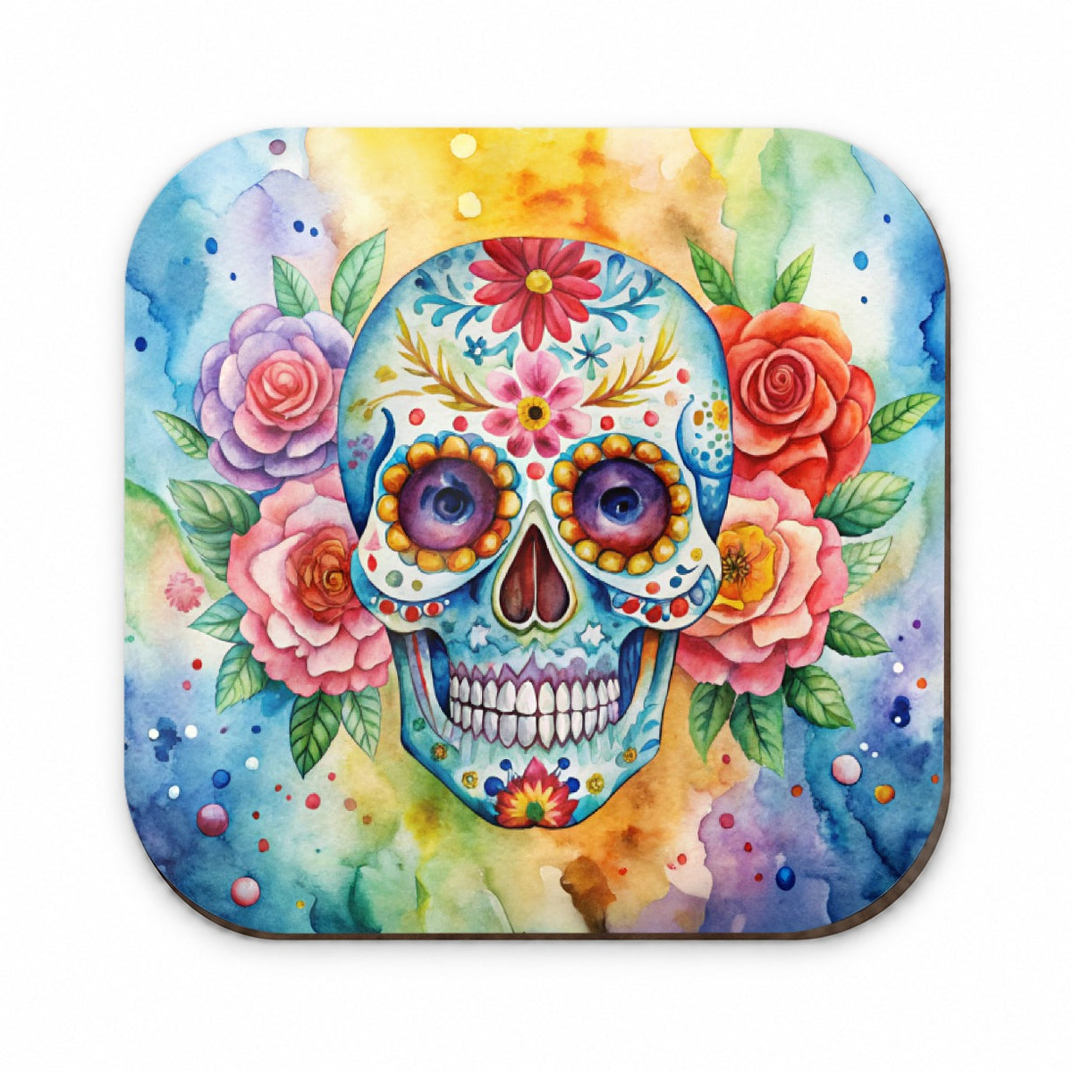 Sugar Skull Watercolor Fridge Magnet