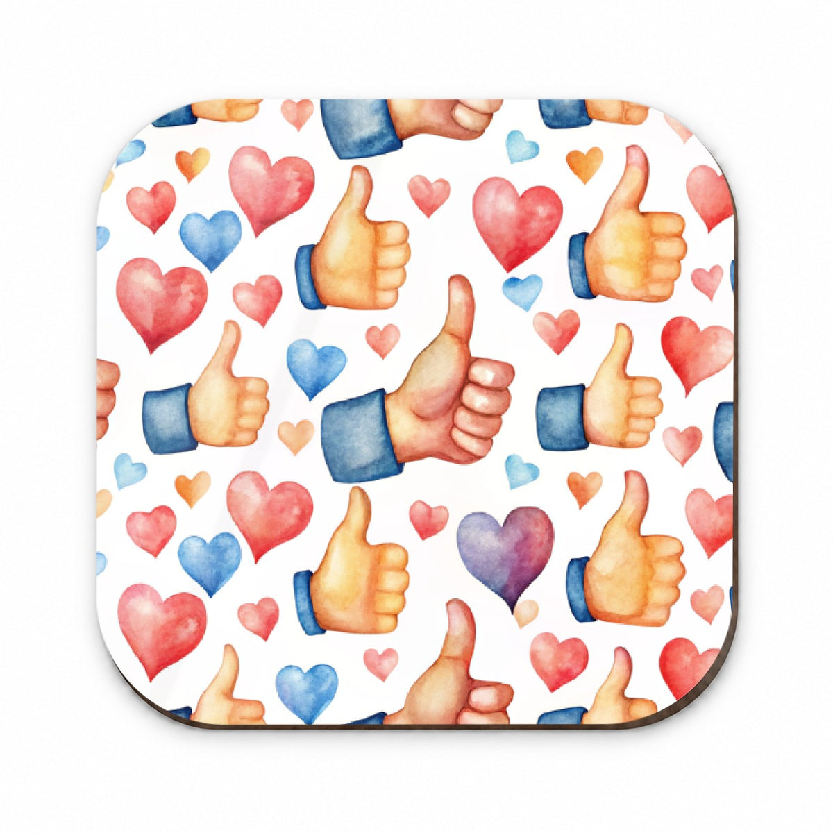 Thumbs Up Hearts Watercolor Fridge Magnet