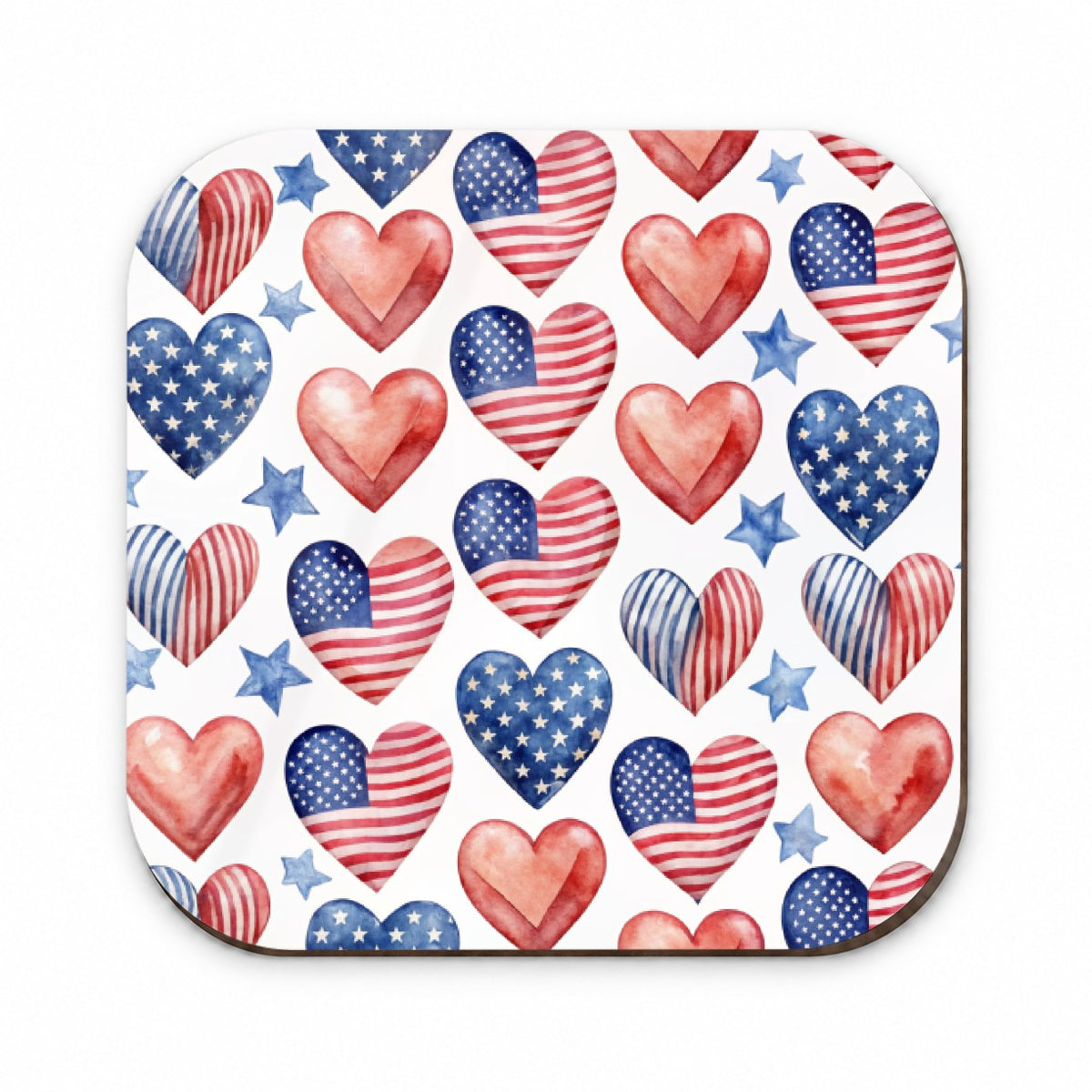 USA American Flags Hearts 4th of July Patriotic Watercolor Fridge Magnet