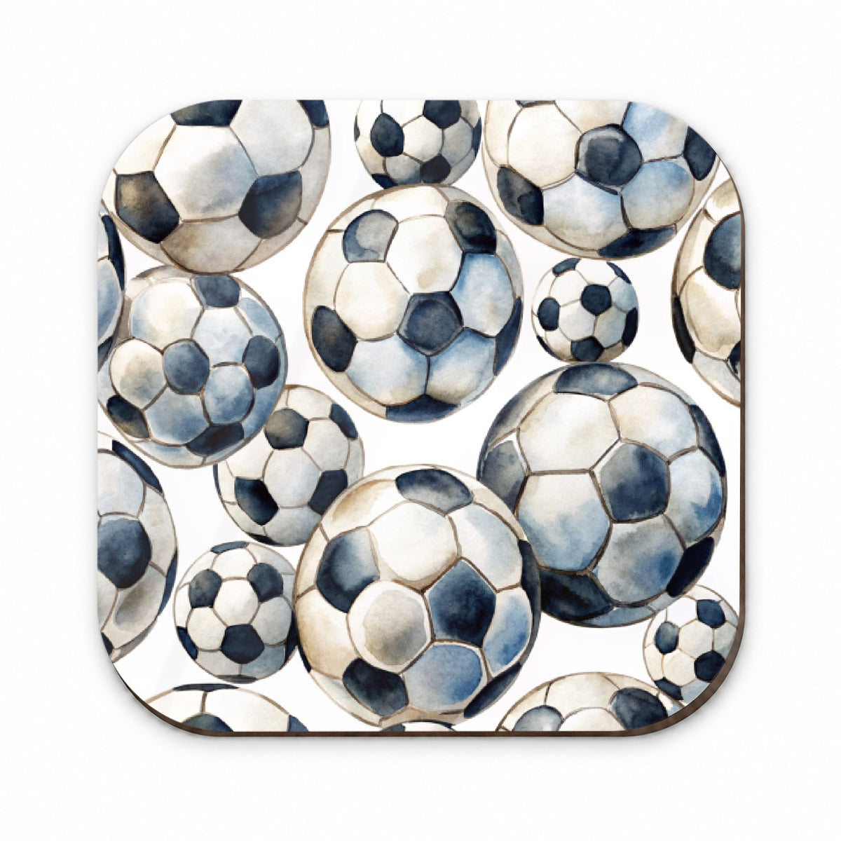 White Black Soccer Balls Watercolor Fridge Magnet
