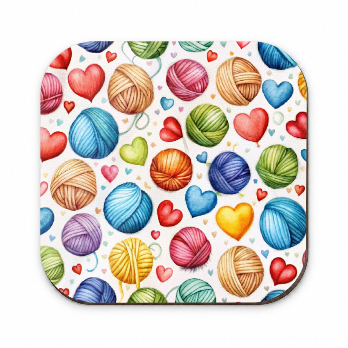 Yarn Knitting Crochet Balls Hearts Watercolor Fridge Magnet