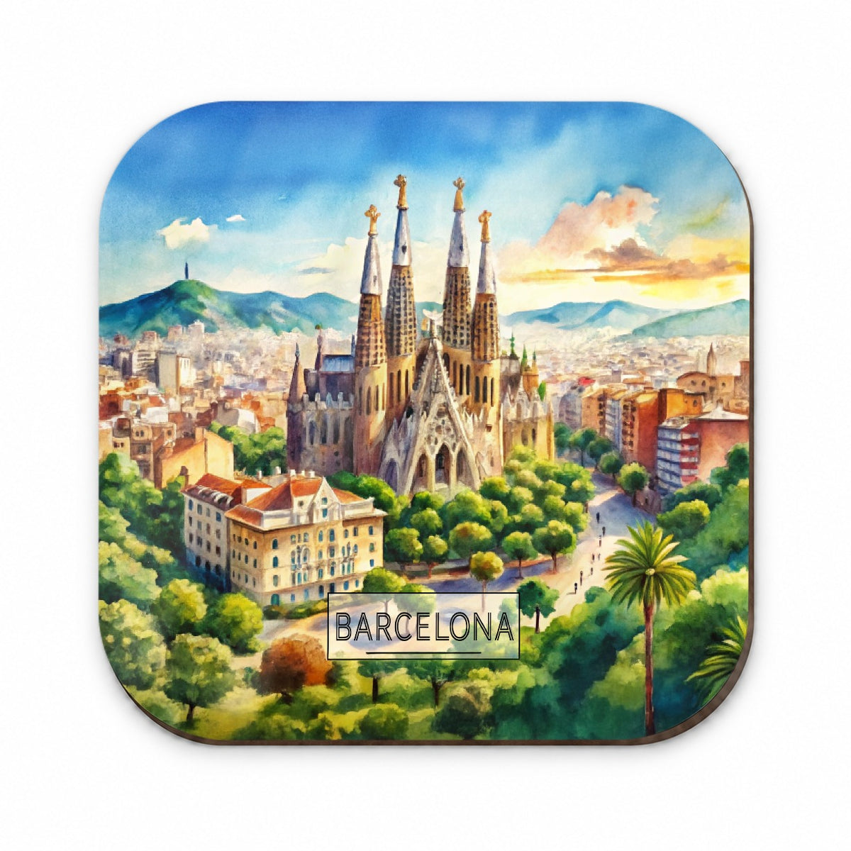 Barcelona Spain Travel City Watercolor Fridge Magnet