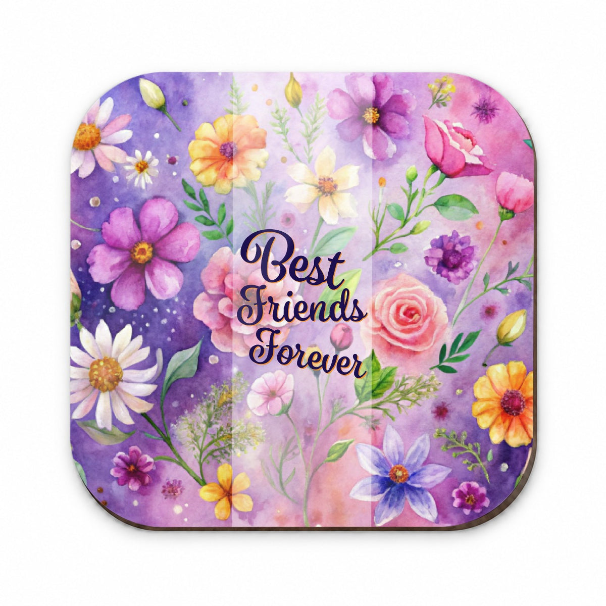 Best Friends Forever Flowers Purple Background Fridge Magnet