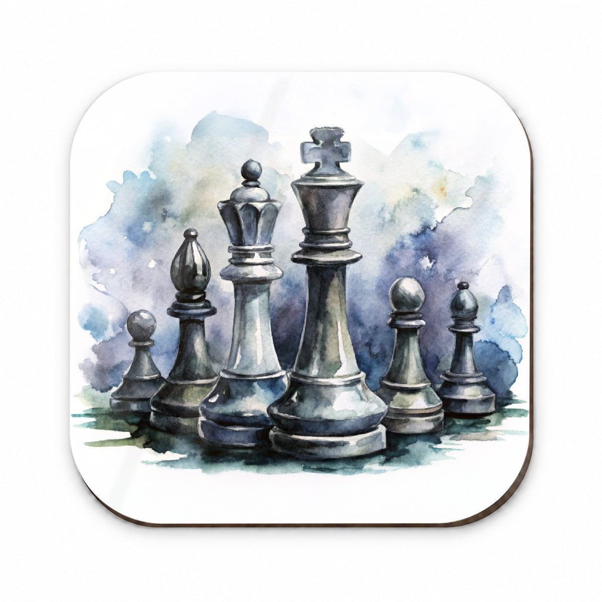 Black And White Chess Pieces Watercolor Fridge Magnet