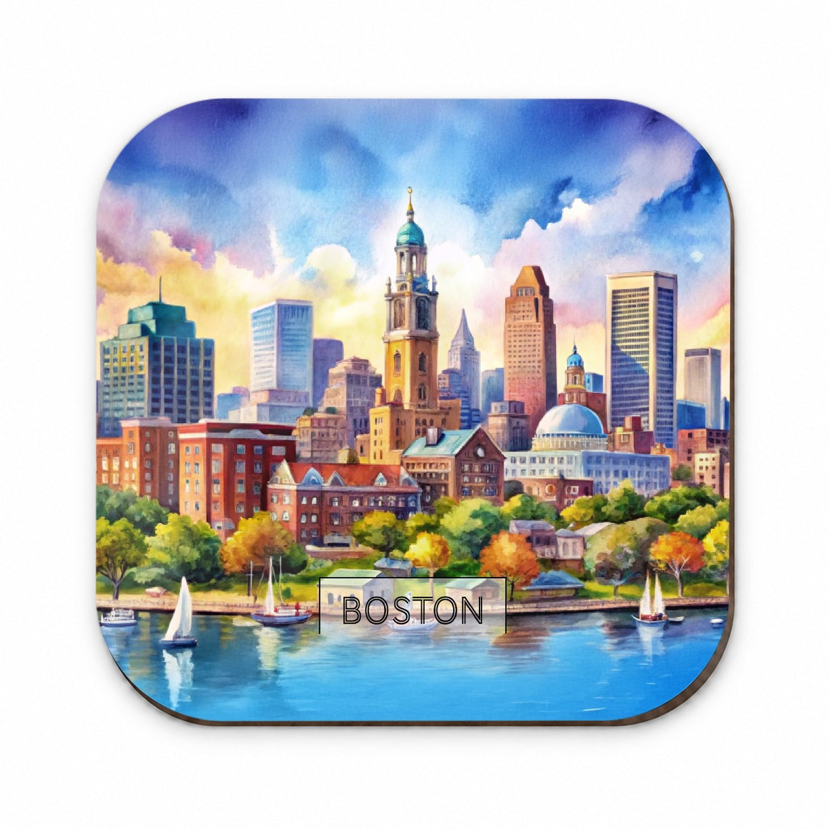 Boston Massachusetts Travel City Watercolor Fridge Magnet
