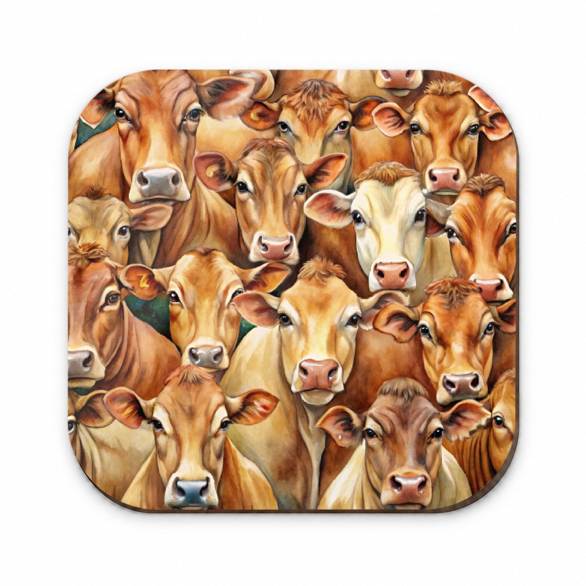 Bunch Of Brown Cow Faces Fridge Magnet