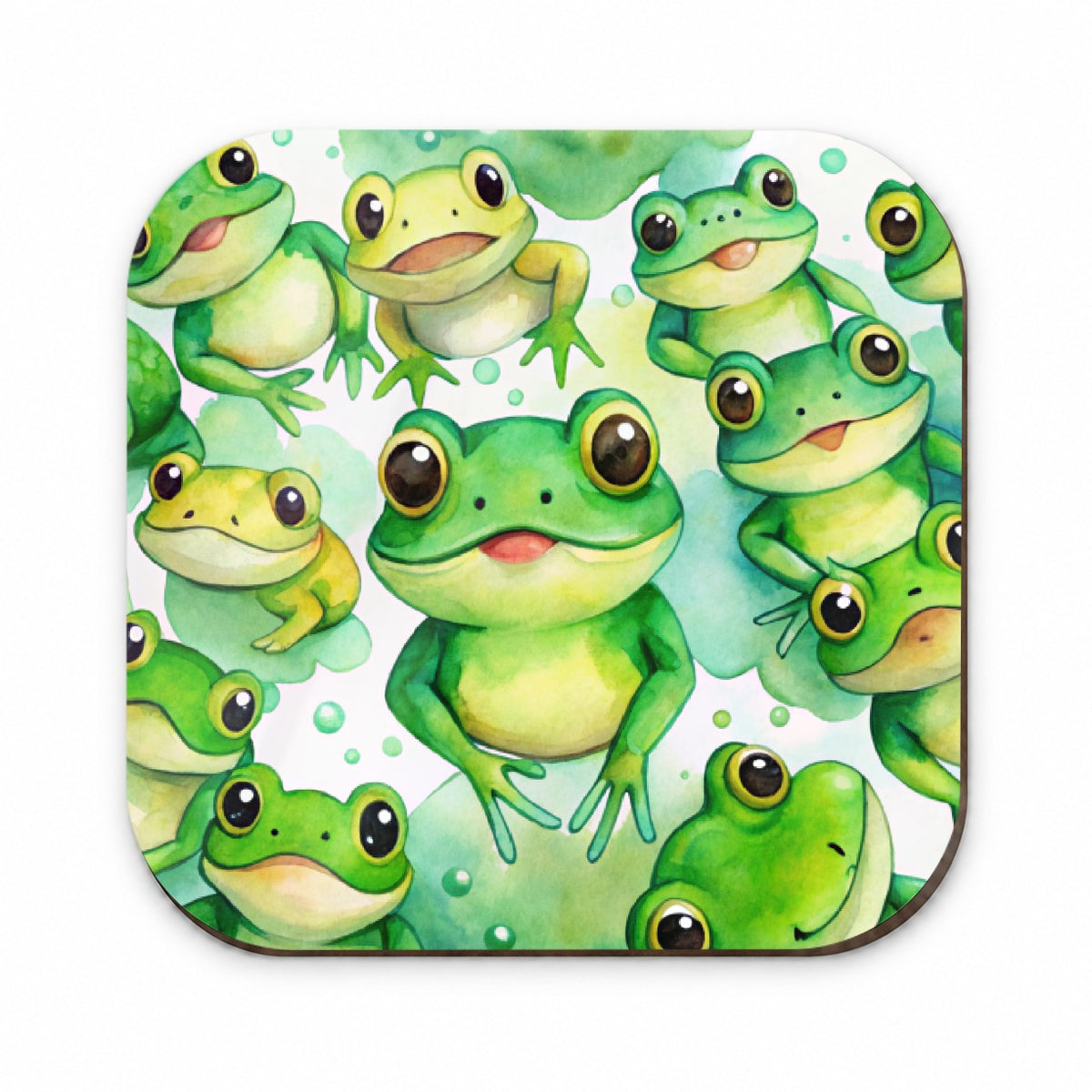 Bunch Of Cute Green Frogs Watercolor Fridge Magnet