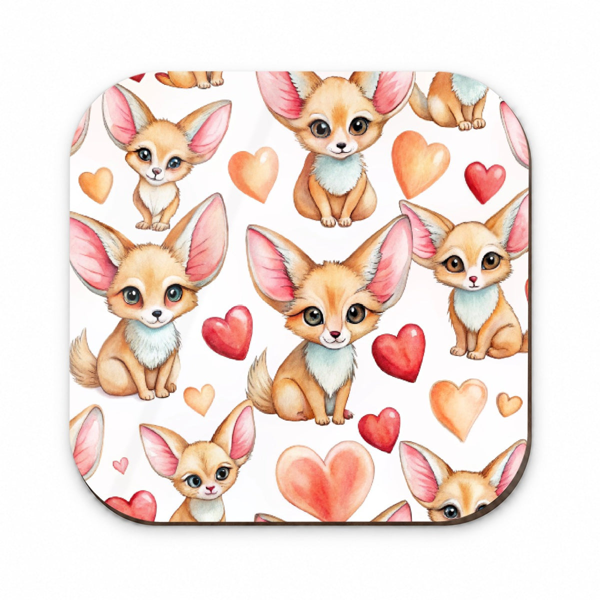 Chibi Fenec Foxes And Hearts Fridge Magnet