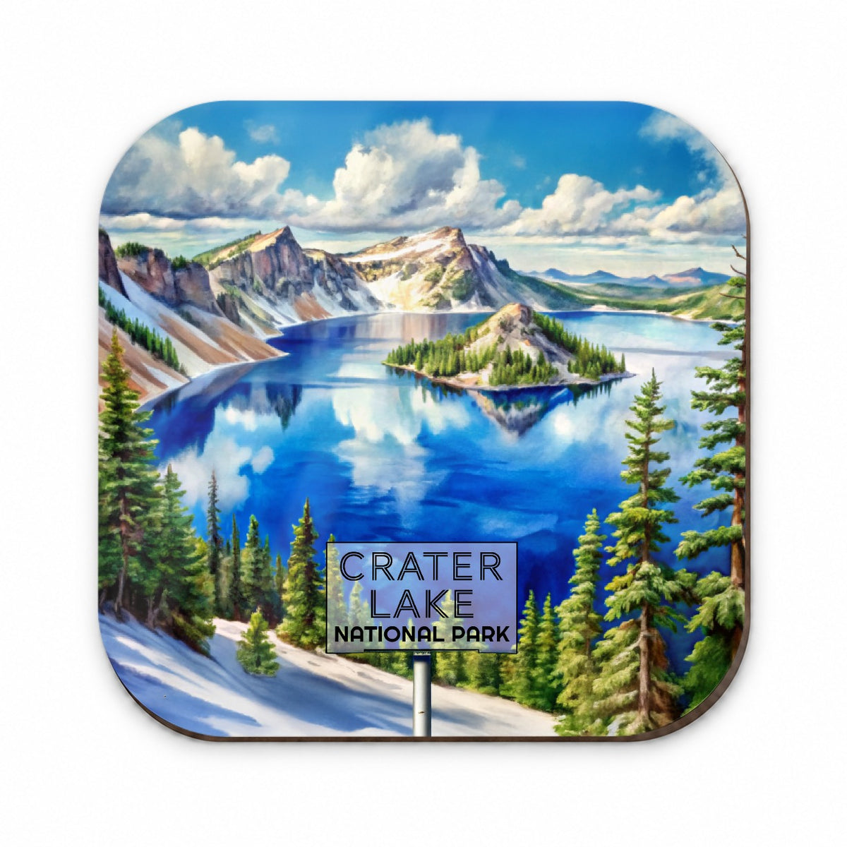 Crater Lake National Park Oregon Watercolor Fridge Magnet