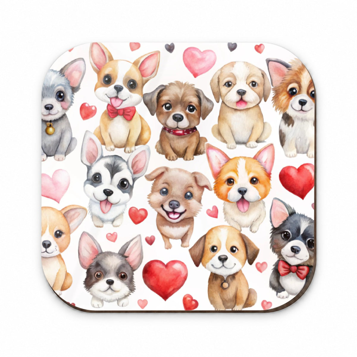 Cute Fun Dogs Hearts Watercolor Fridge Magnet